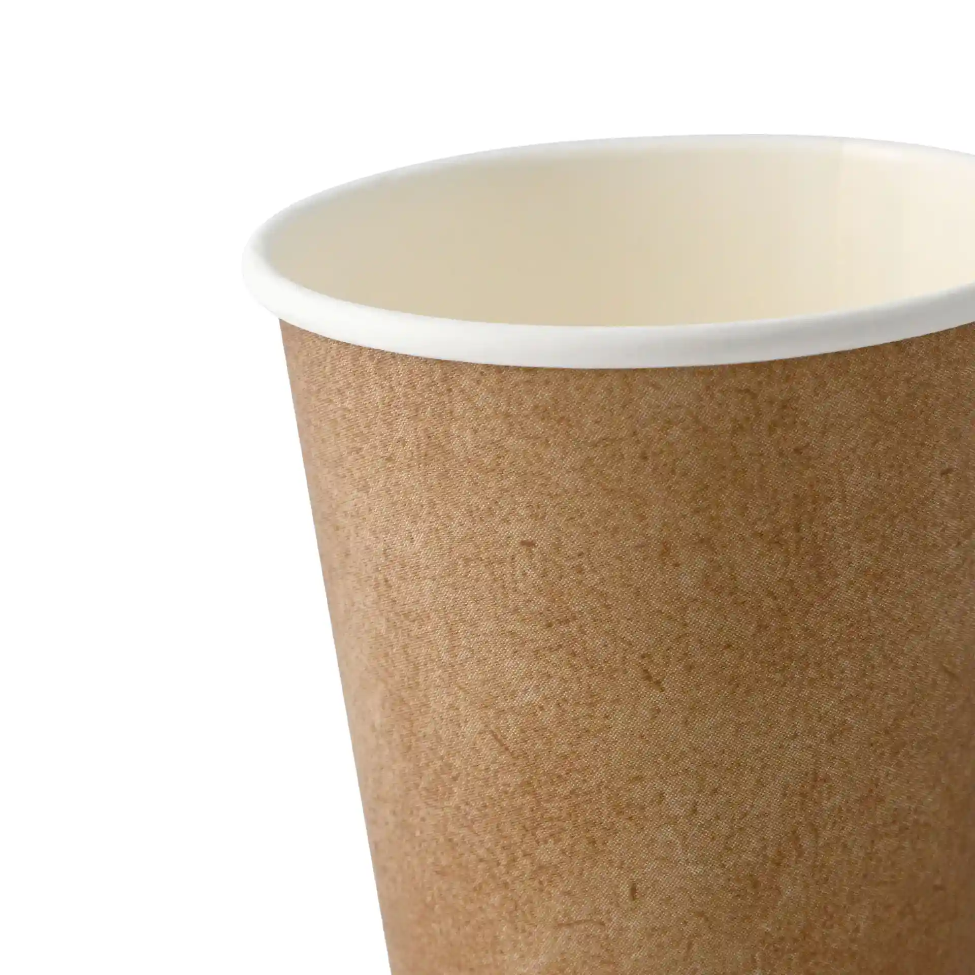 Brown paper cup with a white inner lining, single wall, 200 ml capacity, 90 mm height, and 80 mm diameter.