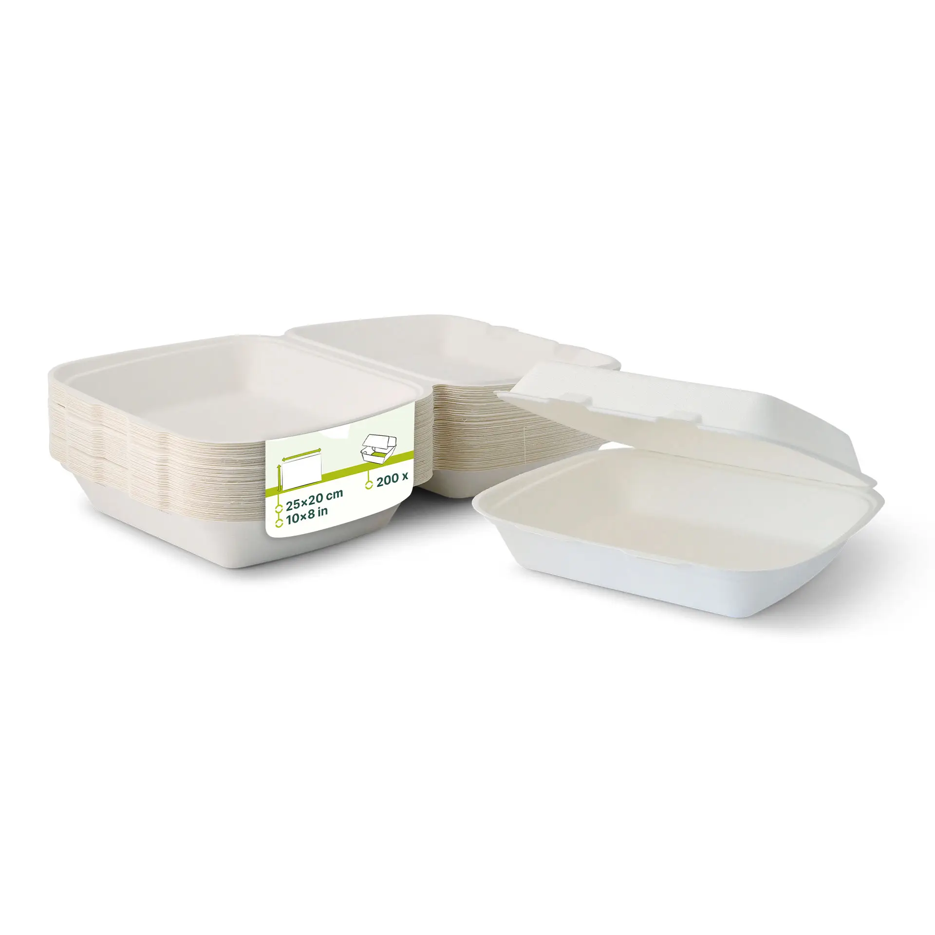 Take-away Boxen aus Zuckerrohr 25 x 20 x 7,5 cm, HP4, rechteckig Take-away Boxen aus Zuckerrohr 25 x 20 x 7,5 cm, HP4, rechteckig