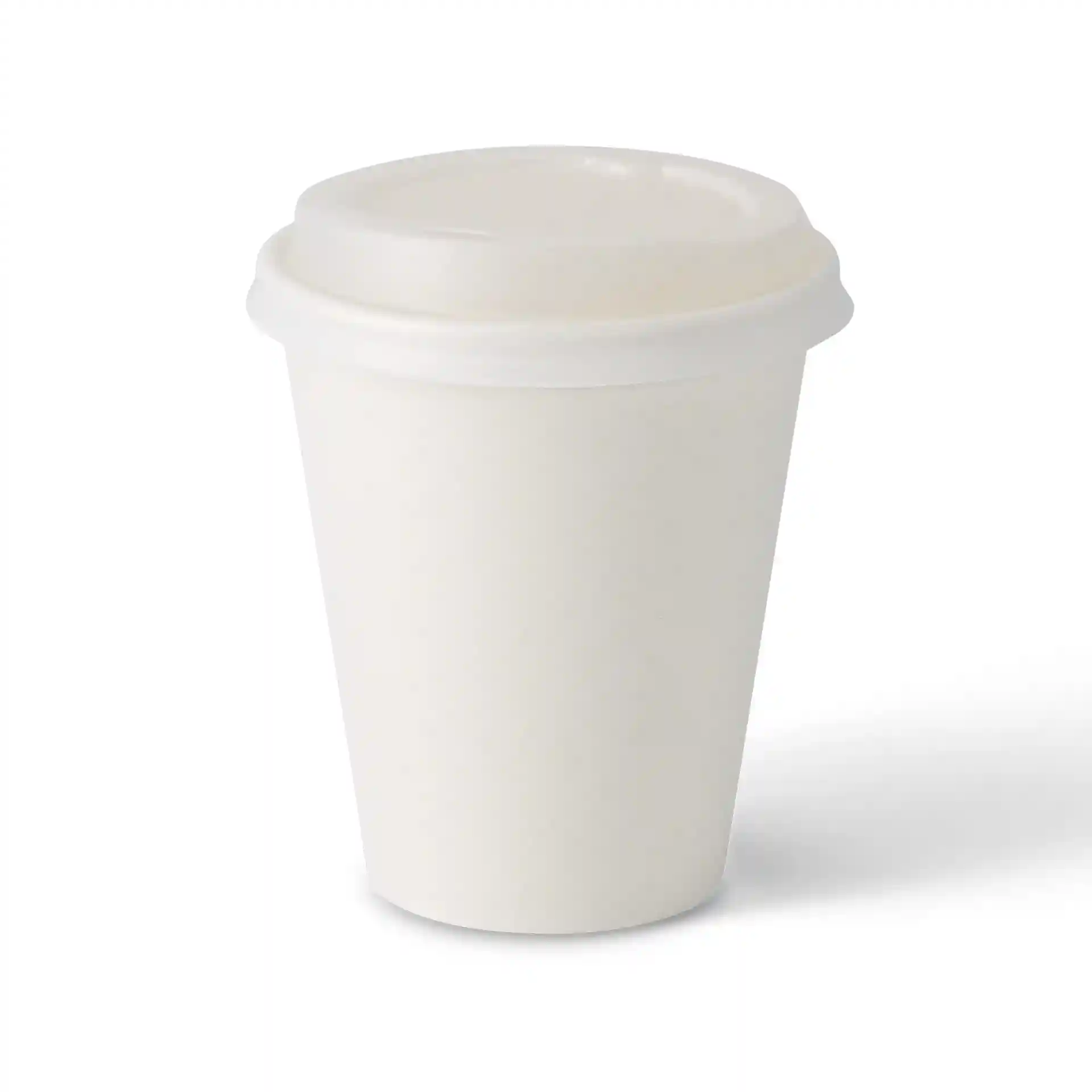 White paper cup with a PLA-coated surface, 250 ml capacity, single wall, 100 mm height, and 90 mm diameter.