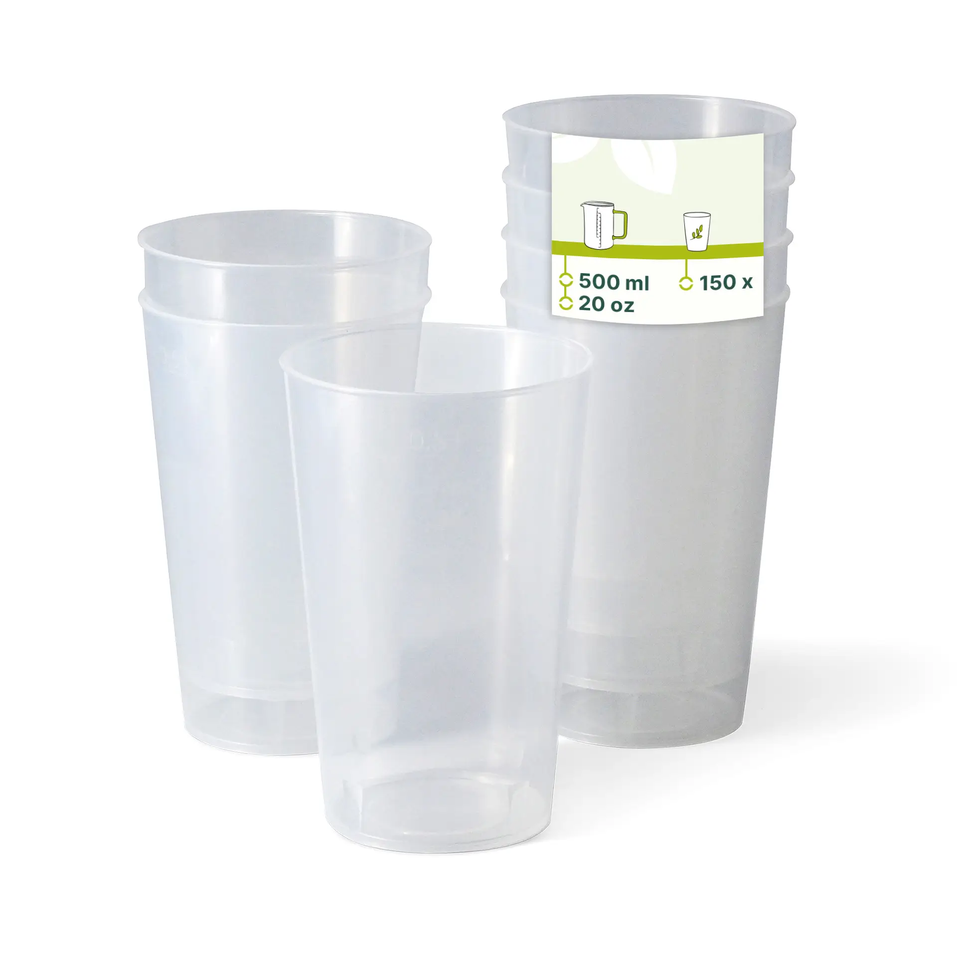 Trinkbecher Mehrweg 0,5 l transparent-milchig - 0,50 Trinkbecher Mehrweg 0,5 l transparent-milchig - 0,50