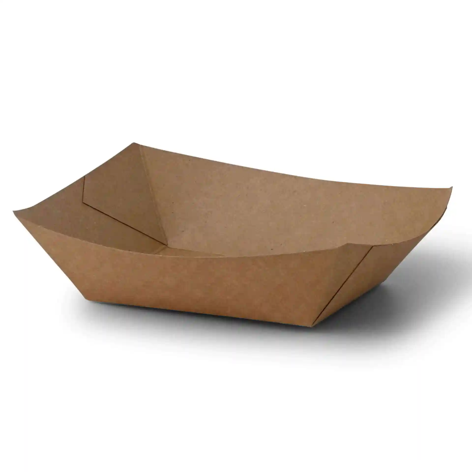 Brown rectangular cardboard food tray with a bio-coated surface, dimensions 165 mm length, 125 mm width, and 41 mm height.