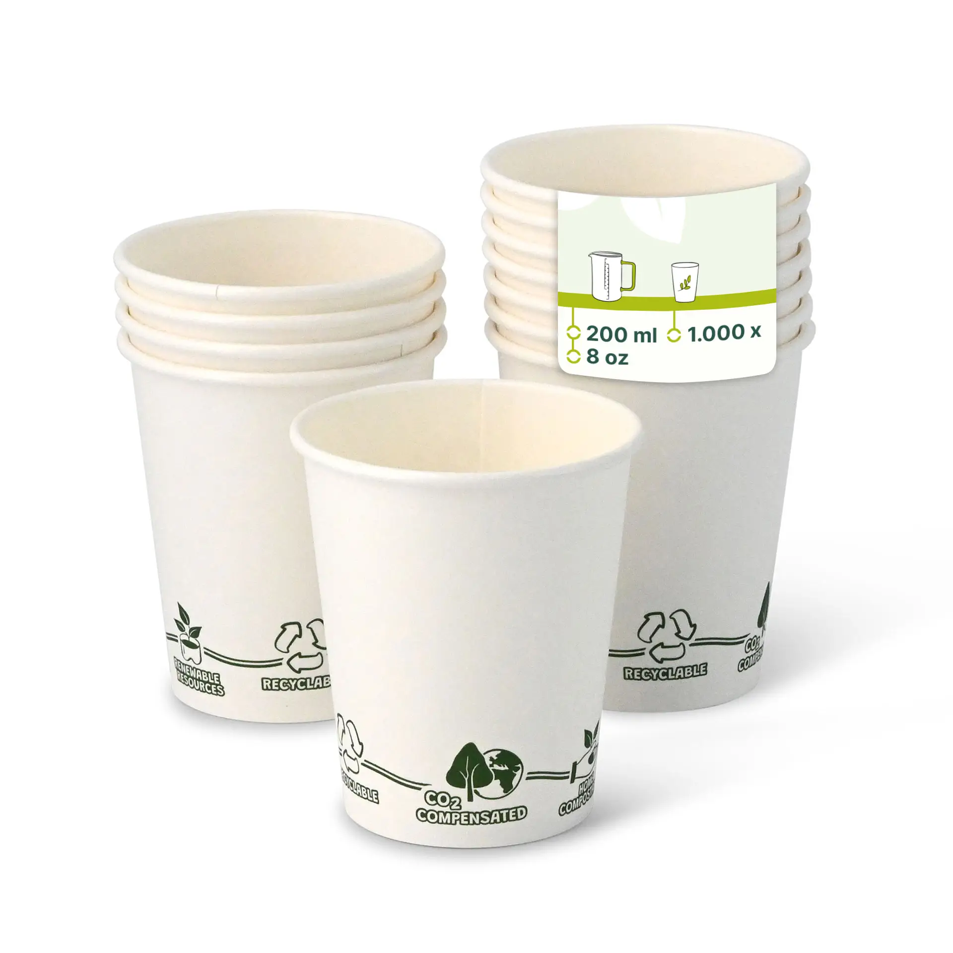 8 oz Paper cups single wall, Ø 80 mm, "EcoUp©" icons