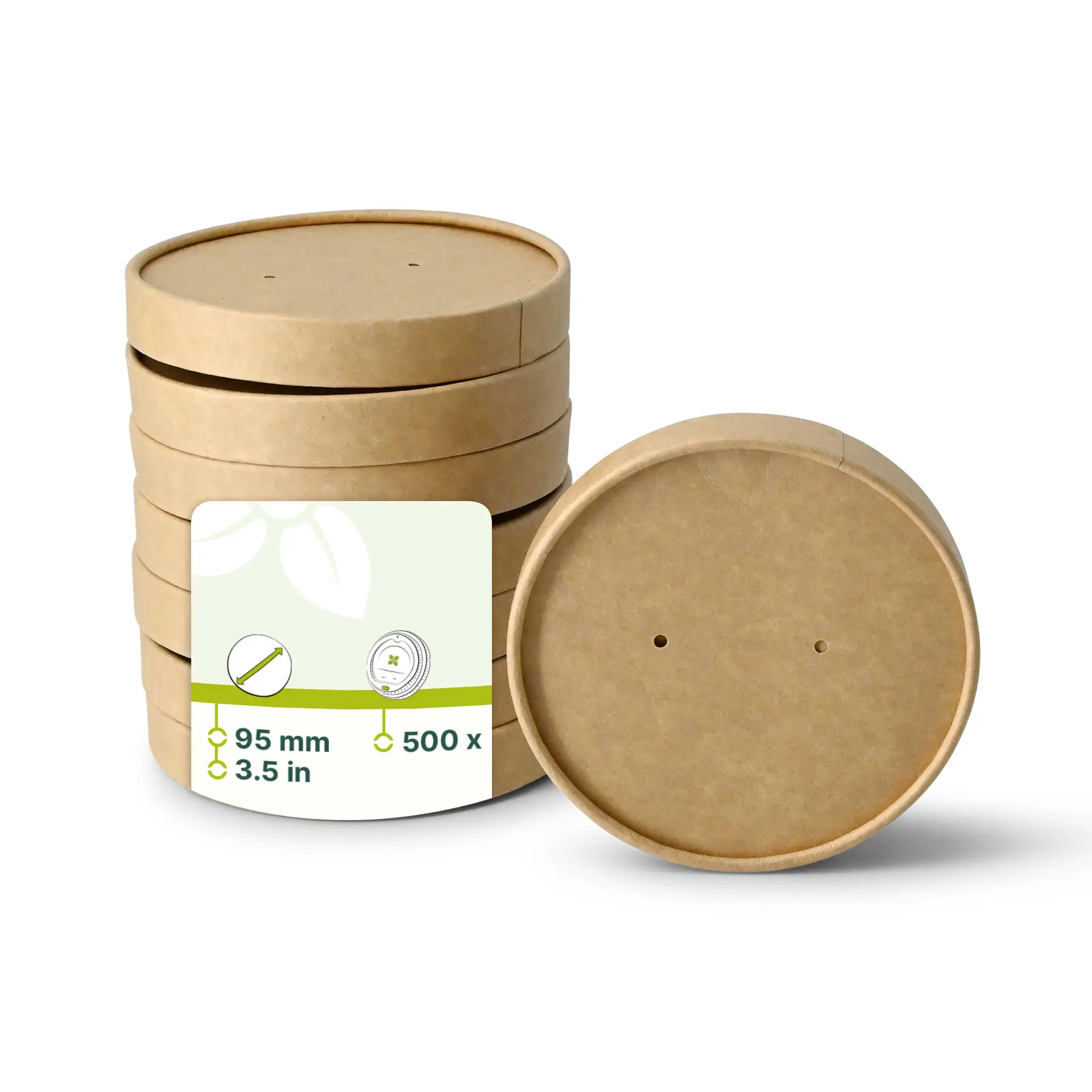 Cardboard membrane lids Ø (coated) 95 mm, brown (for soup containers)
