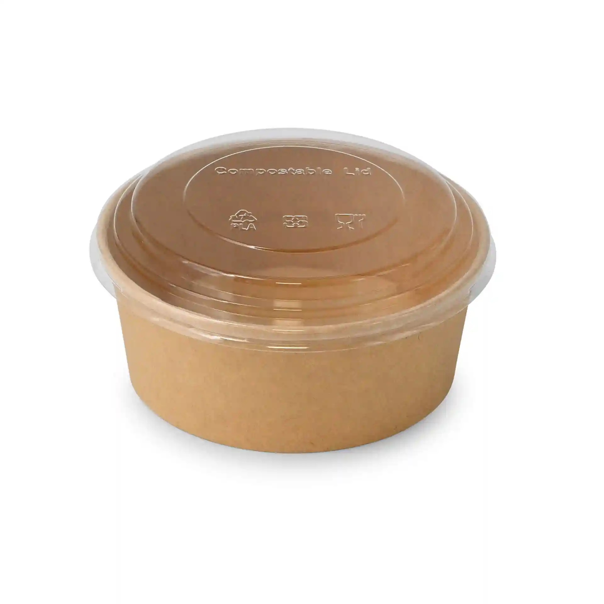 Clear PLA lid with a brown base, designed for a container, featuring a smooth surface and a circular shape.