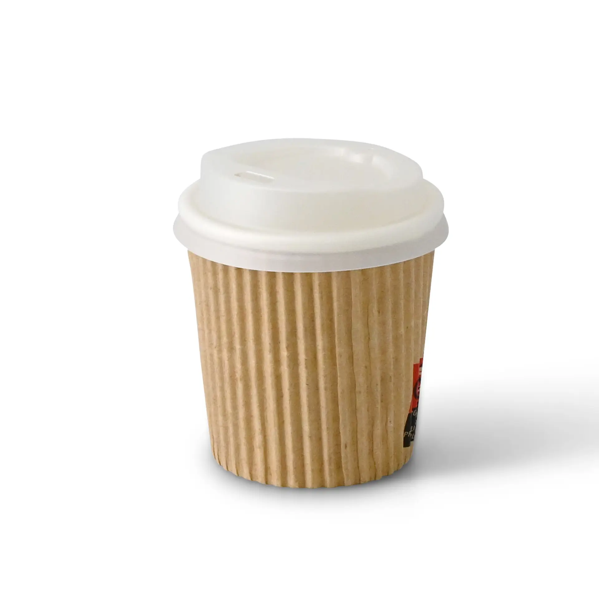 Riffelbecher / Coffee to go Becher 100 ml / 4 oz, Ø 62 mm, braun / innen weiß, PLA-beschichtet