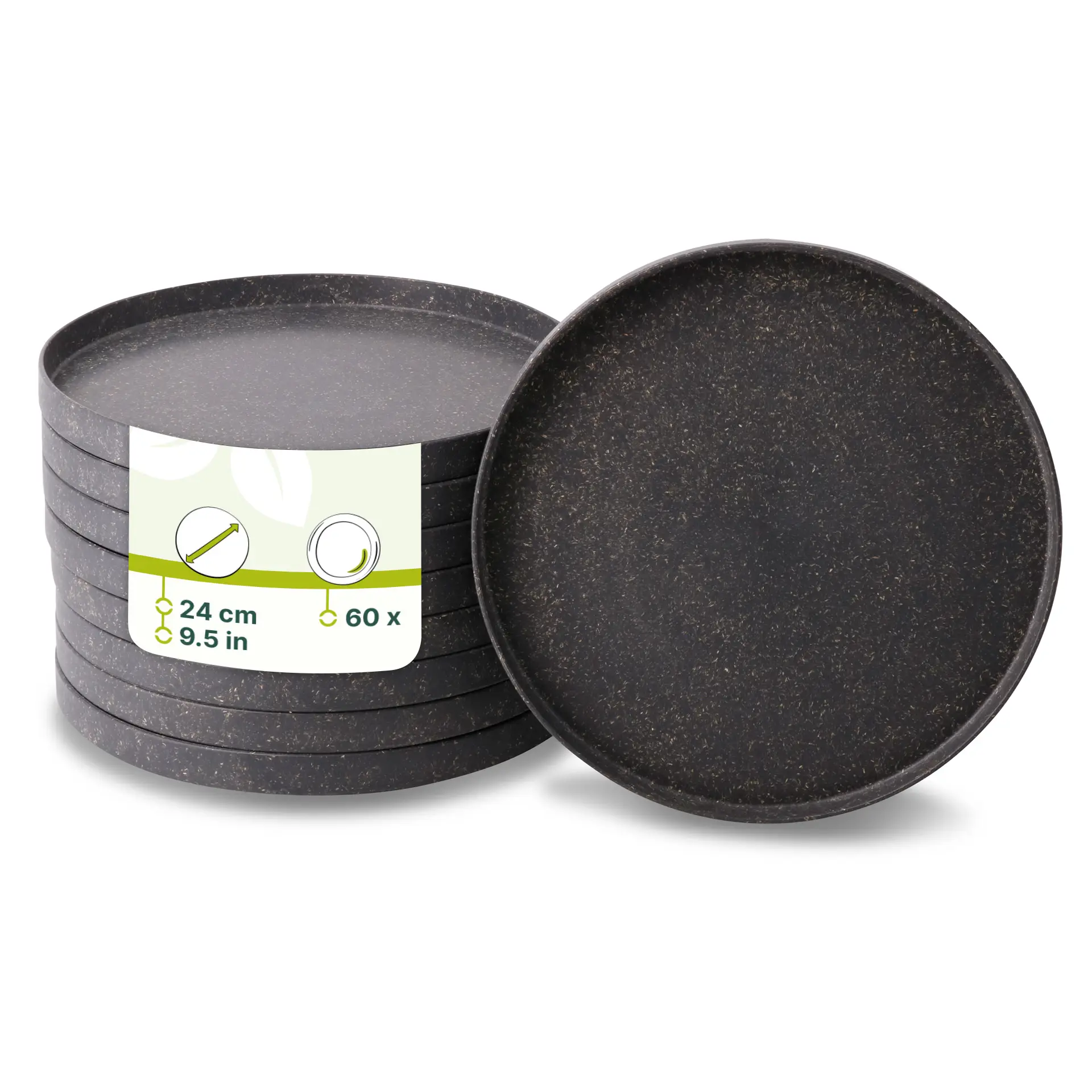 Reusable plates "merways Plate" Ø 24 cm, round, pepper / grey Reusable plates "merways Plate" Ø 24 cm, round, pepper / grey