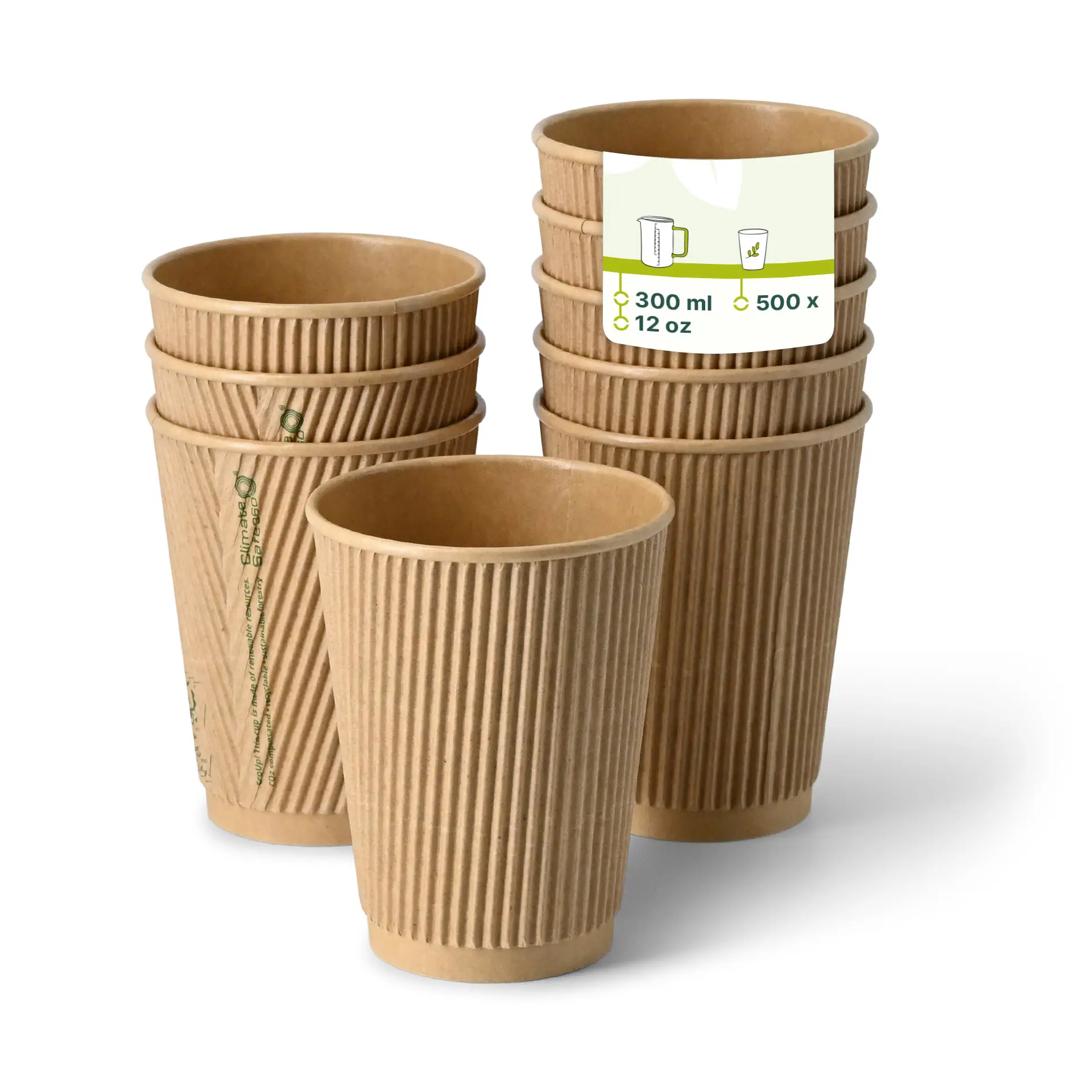 Riffelbecher / Kaffee to go Becher 300 ml / 12 oz, Ø 90 mm, braun