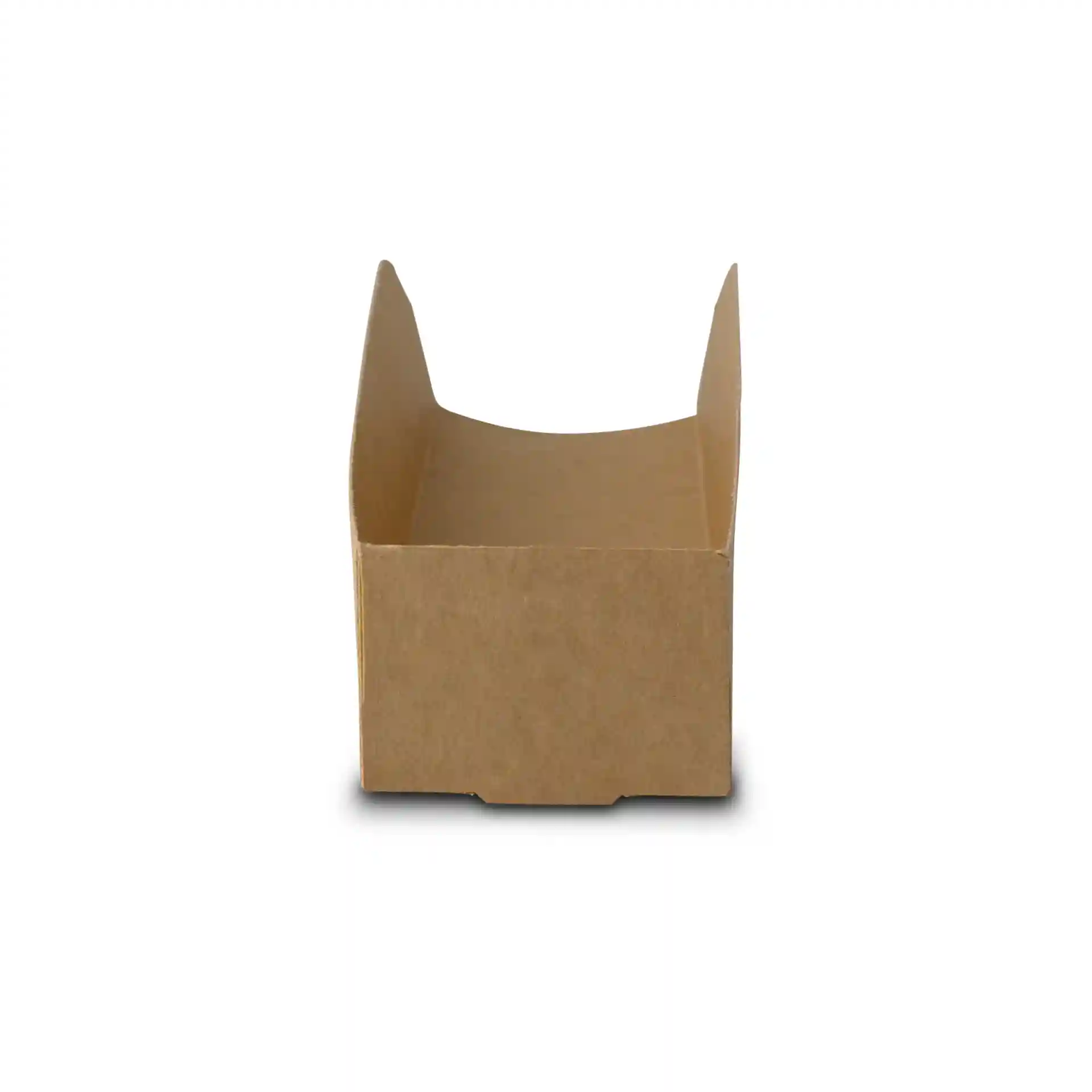 Brown rectangular cardboard hot dog tray, foldable, measuring 18 x 5 cm with a height of 3.5 cm.