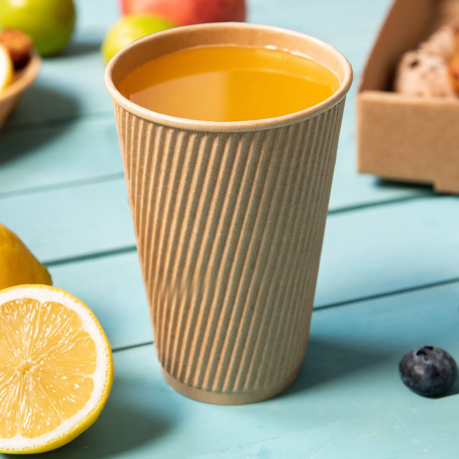 16 oz Takeaway coffee cups / Ripple cups, Ø 90 mm, kraft