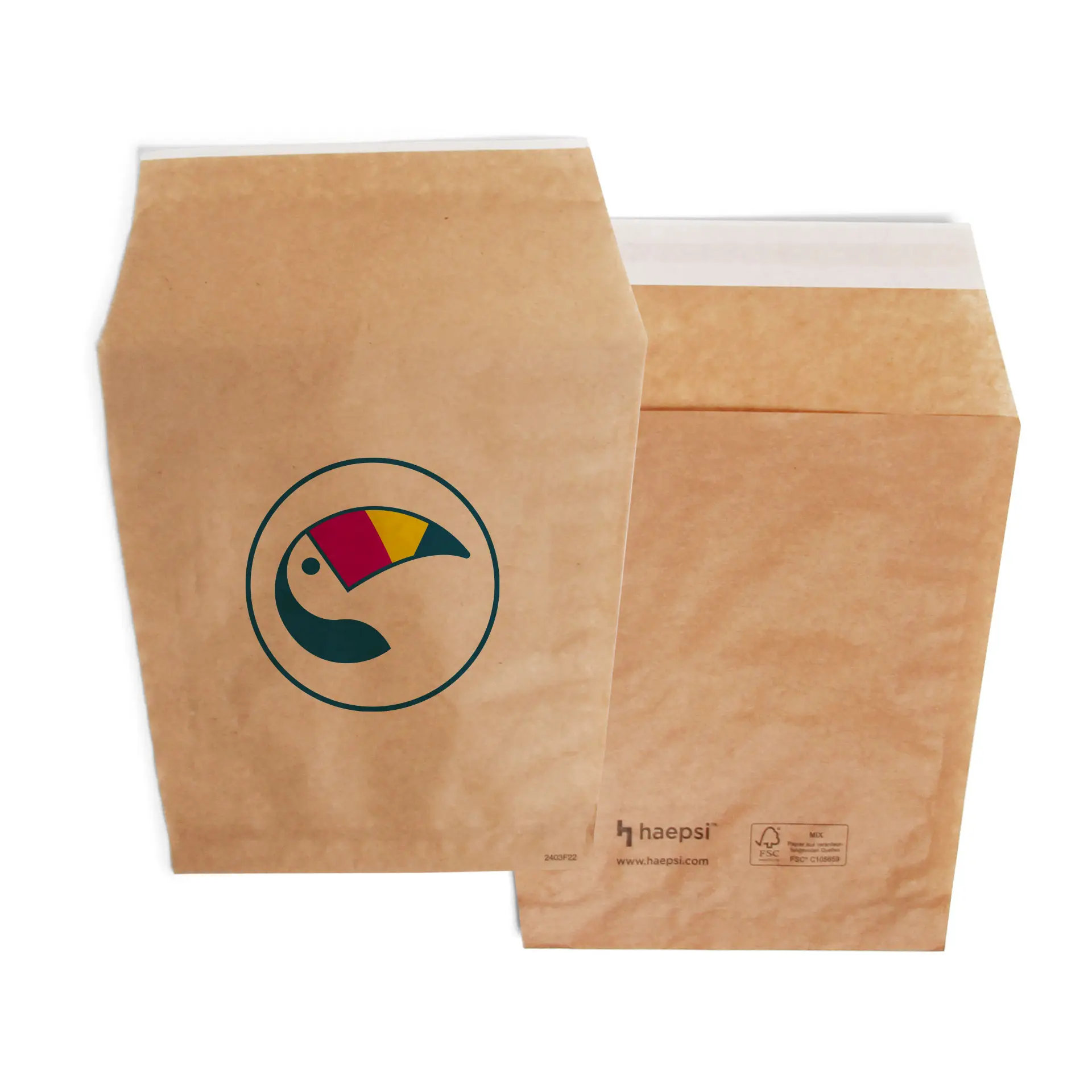 Printed French fry bags, 17.5 x 16 cm, brown, adhesive closure