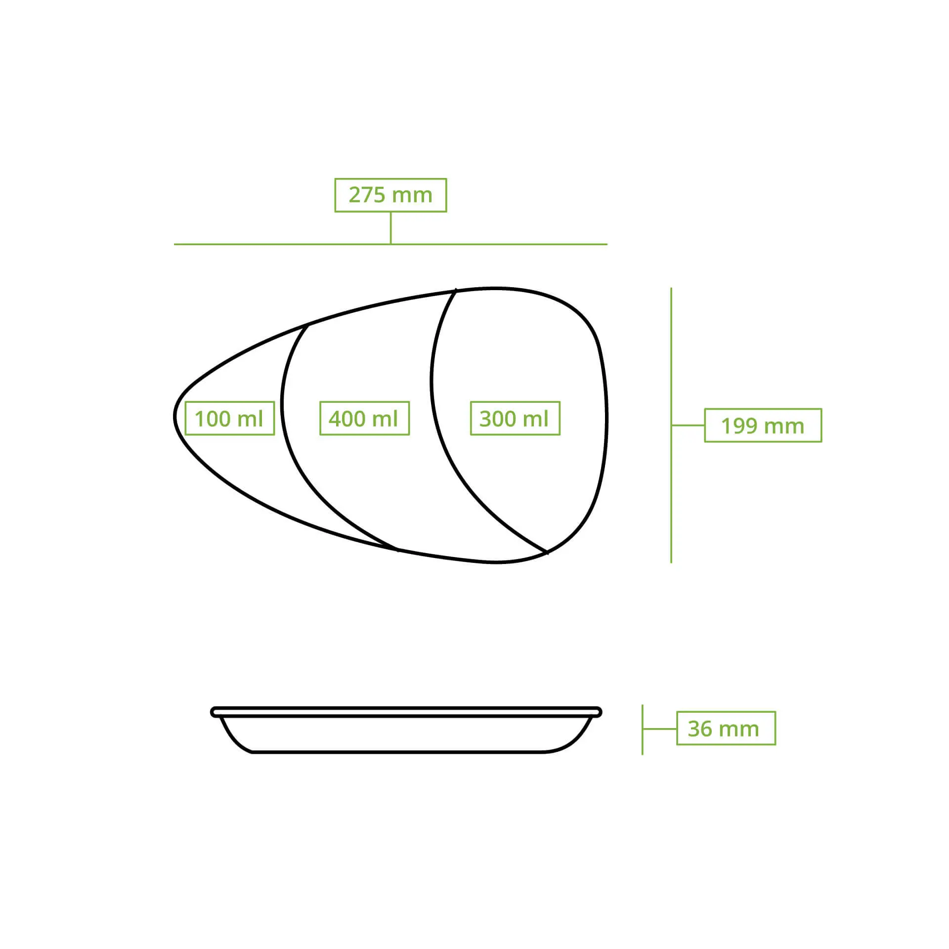 | 2 FOR 1 | Reusable menu-plates "merways Plate" 27,5 x 20 x 3,5 cm, 3 compartments, tear drop, cashew / creamy white
