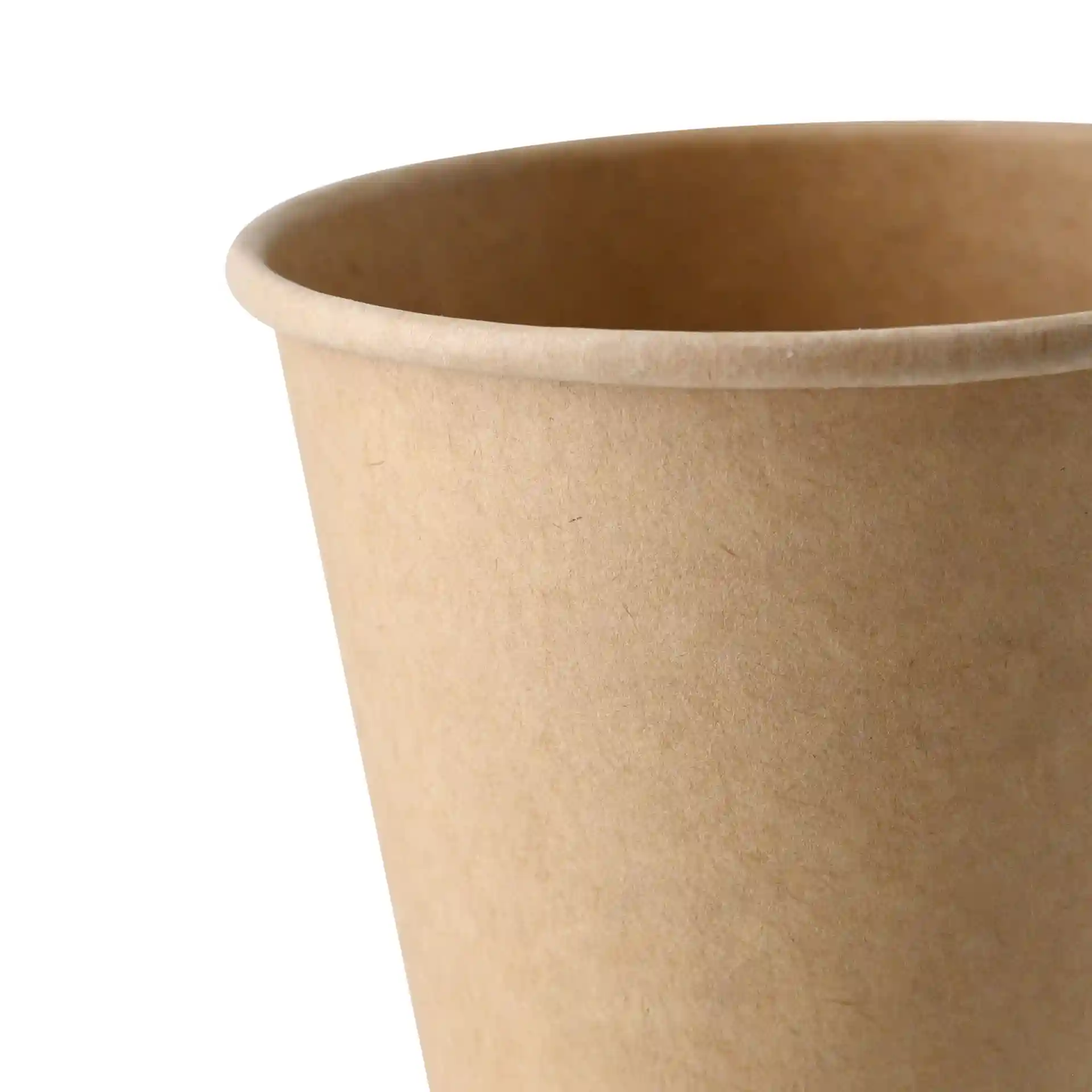 Brown paper cup with a single wall, 250 ml capacity, and a diameter of 90 mm.