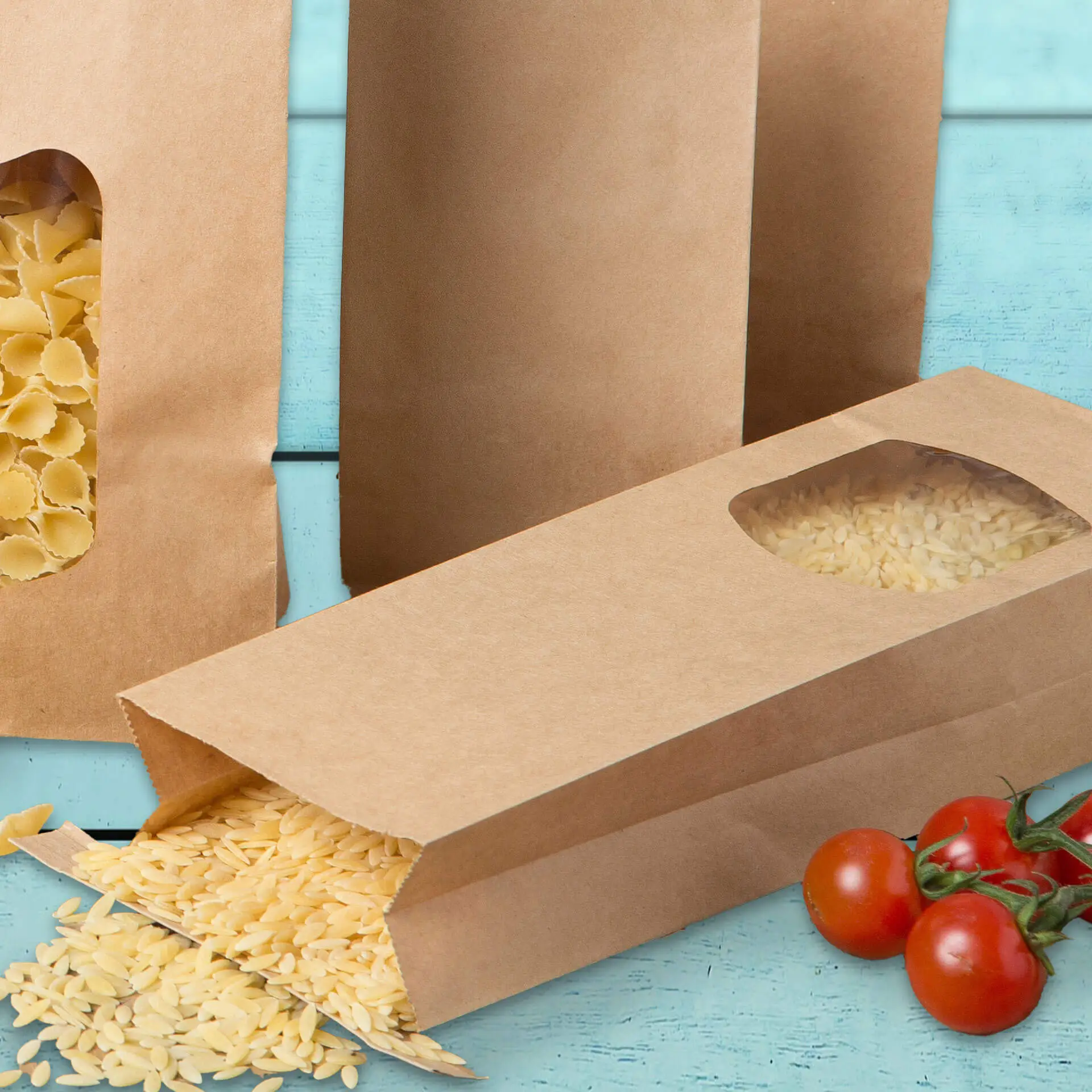 Block bottom bags with window S, 9 x 4.5 x 27.5 cm, PP-foil, brown, tin tie, kraft paper dre02730-blockbeutel-m-fenster-s-9-x-45-x-26-cm-pp-folie-braun-clipband-kraftpapier-6