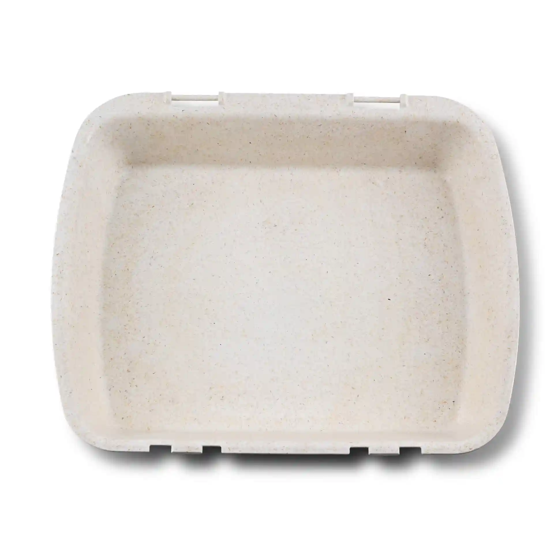 Rectangular reusable container in creamy white, measuring 24.5 x 20 x 4.5 cm, made from bio compound material.