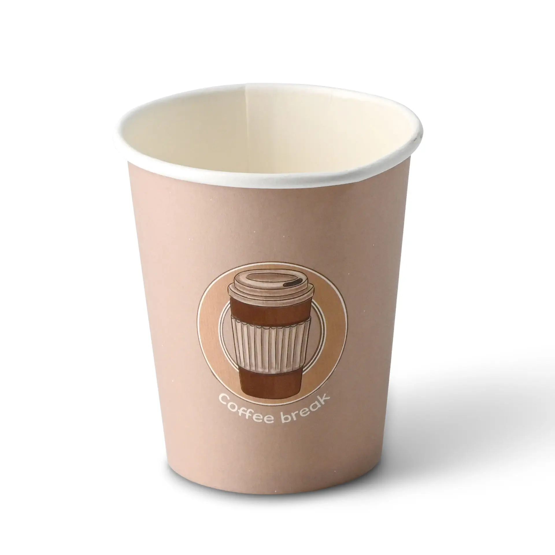 8 oz Paper cup printed with "Coffeebreak", Ø 80 mm, white dhd04562-pappbecher-bedruckt-coffeebreak-200-ml-8-oz-80-mm-weiss-1