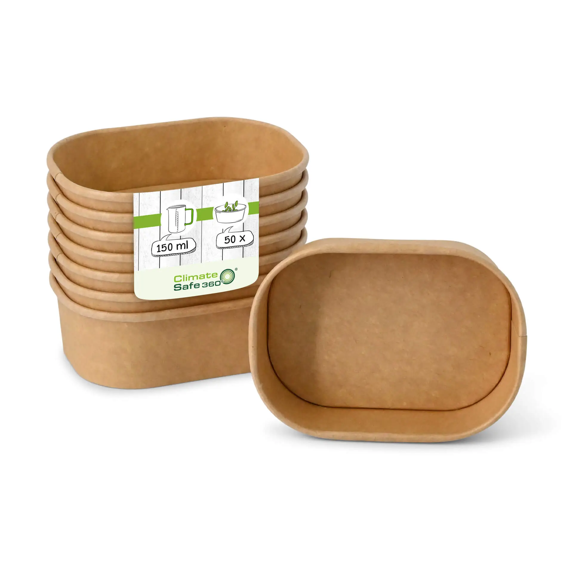 Food containers 150 ml, 11 x 8 x 3.5 cm, kraft, rectangular