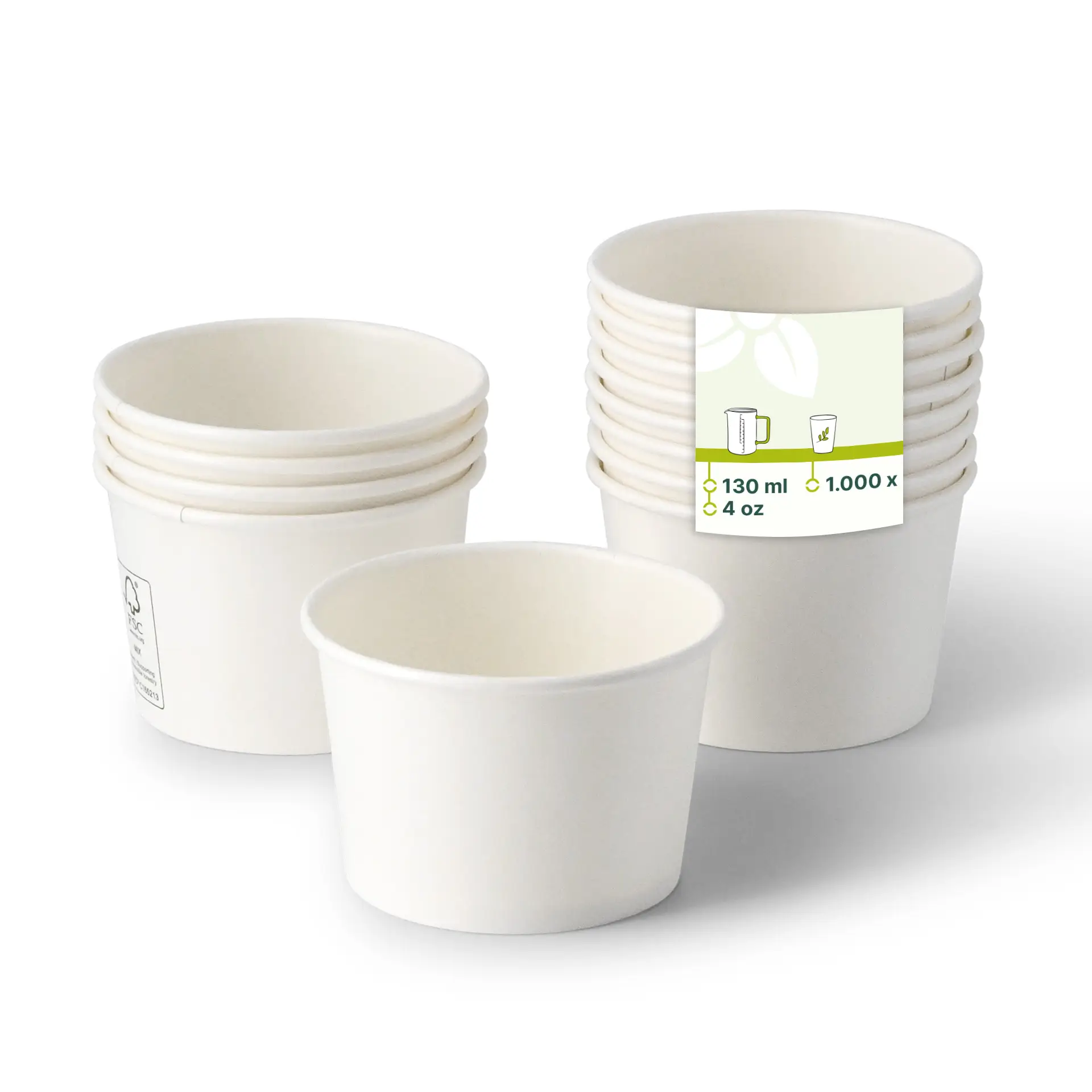 Eisbecher aus Pappe XXS, 75 ml, max. 130 ml, Ø 76 mm, weiß