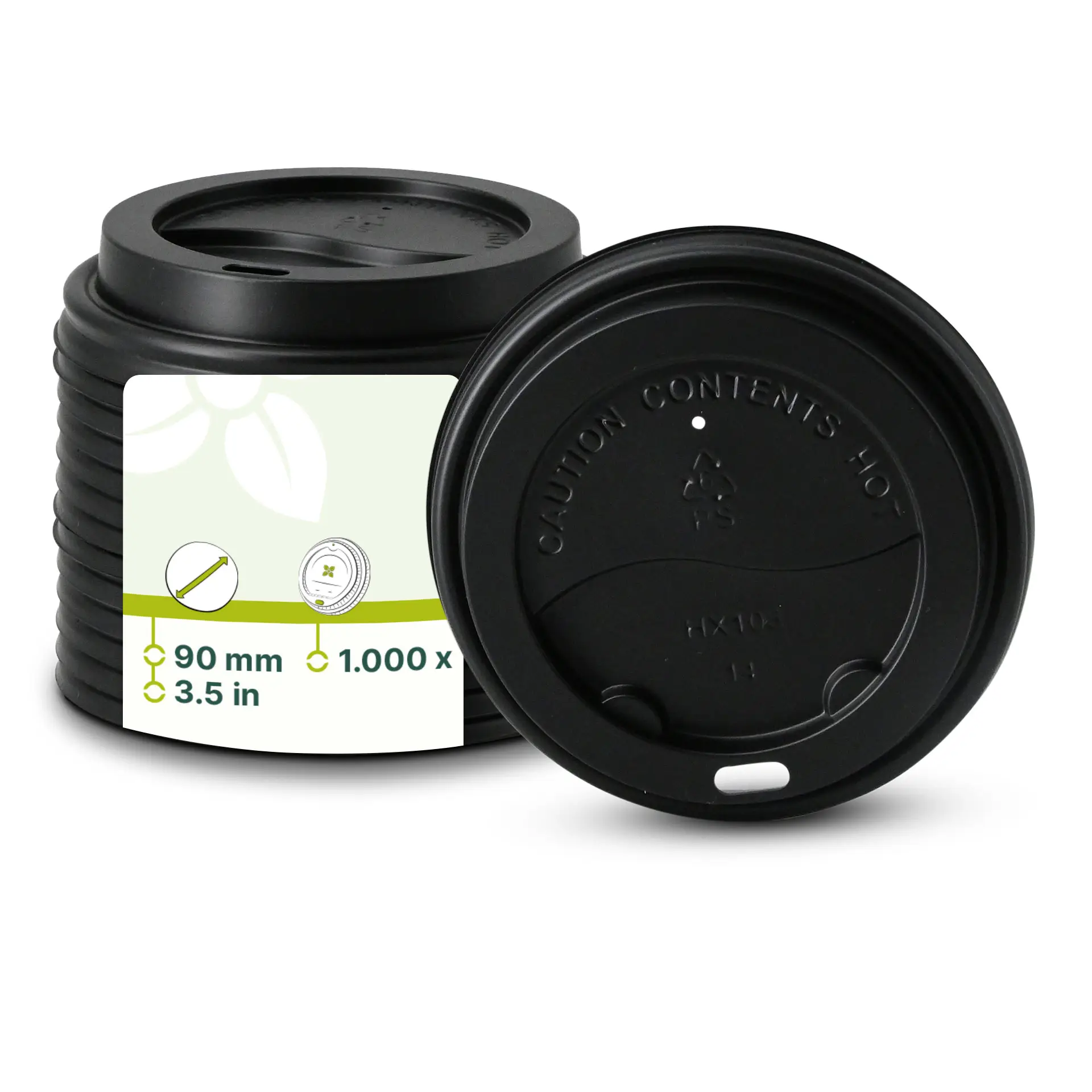 PS lid Ø 90 mm, black, drinking hole PS lid Ø 90 mm, black, drinking hole
