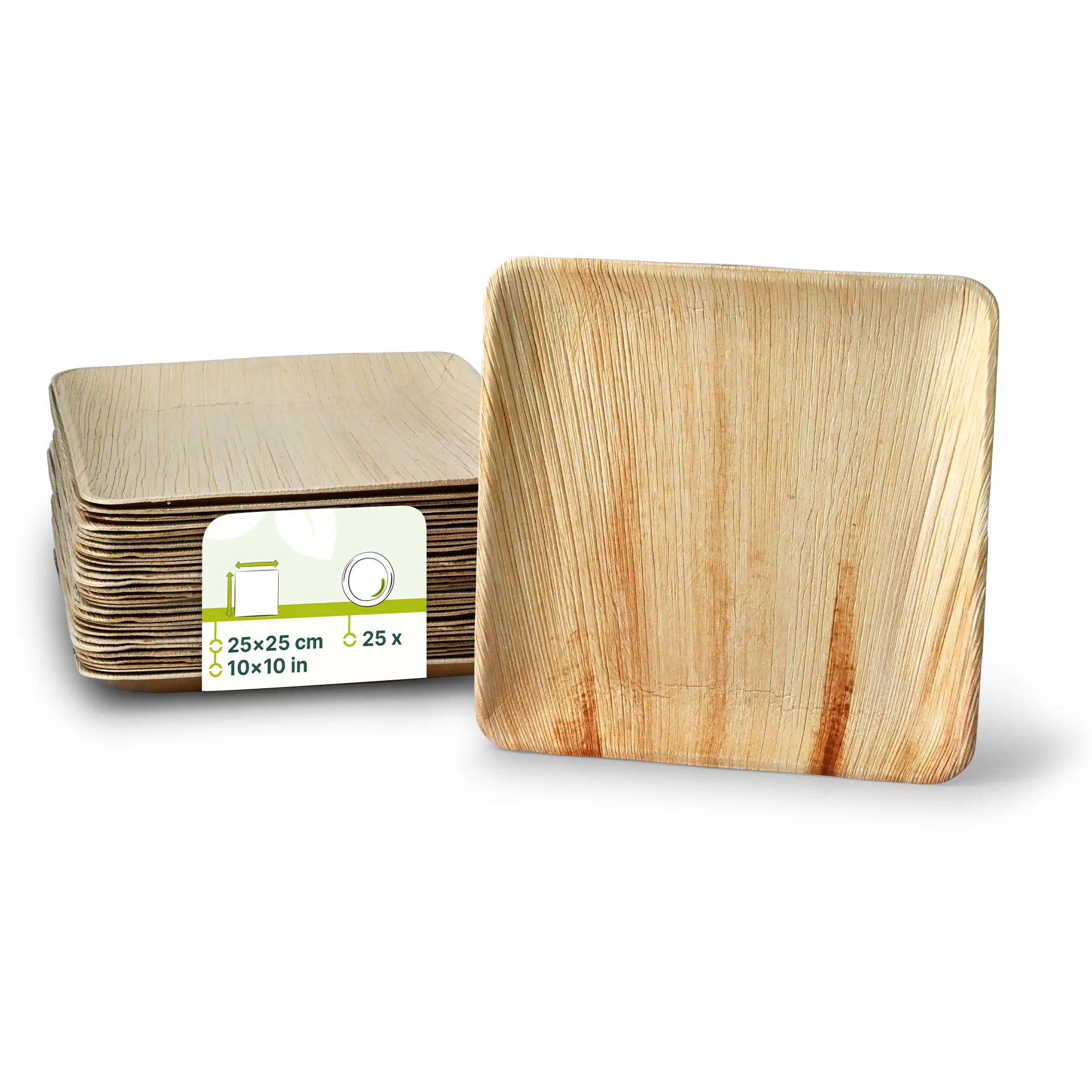 Palmblatt Teller "Palmware®" 25 x 25 cm, quadratisch Palmblatt Teller "Palmware®" 25 x 25 cm, quadratisch