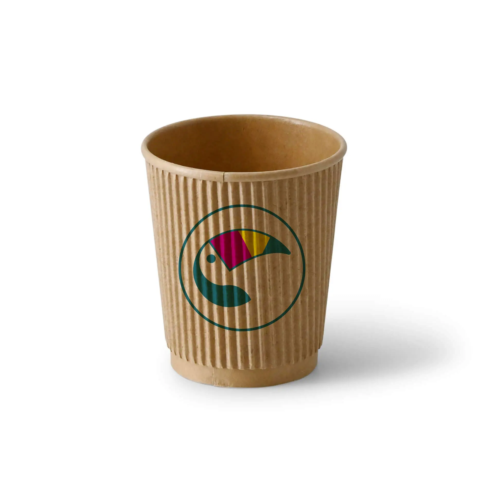 Riffelbecher bedruckt, 200 ml / 8 oz, braun, PE-beschichtet Riffelbecher bedruckt, 200 ml / 8 oz, braun, PE-beschichtet