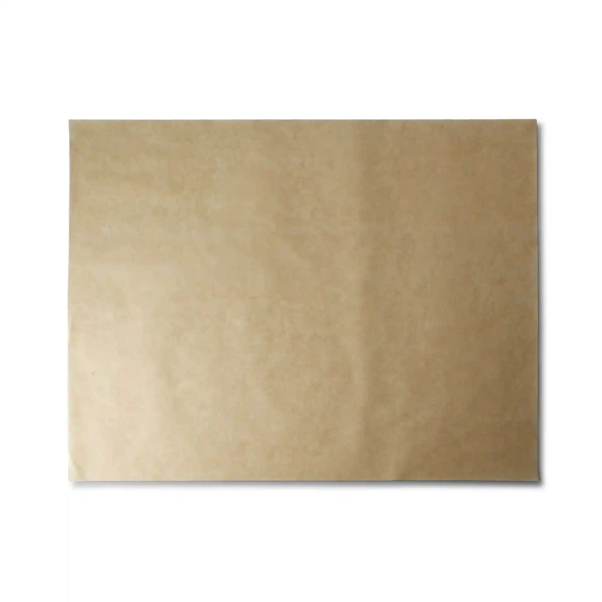 Brown kraft food wrapping paper sheet measuring 43 x 33 cm on a plain background.