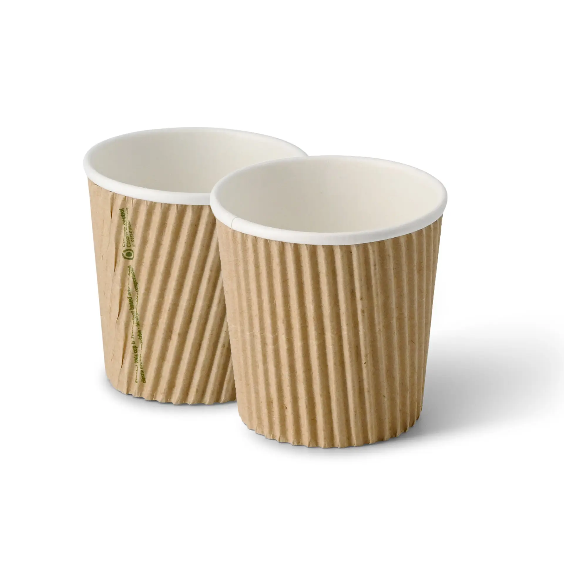 Riffelbecher / Coffee to go Becher 100 ml / 4 oz, Ø 62 mm, braun, innen weiß