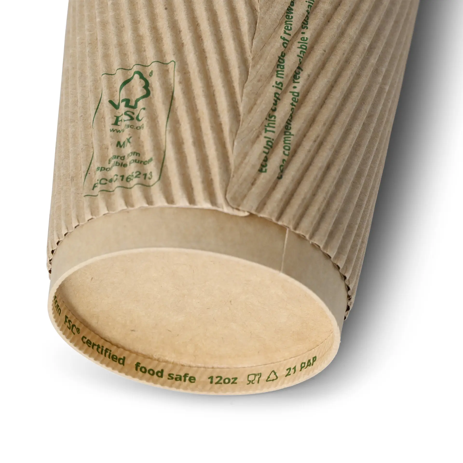 12 oz Takeaway coffee cups / Ripple cups, Ø 90 mm, kraft