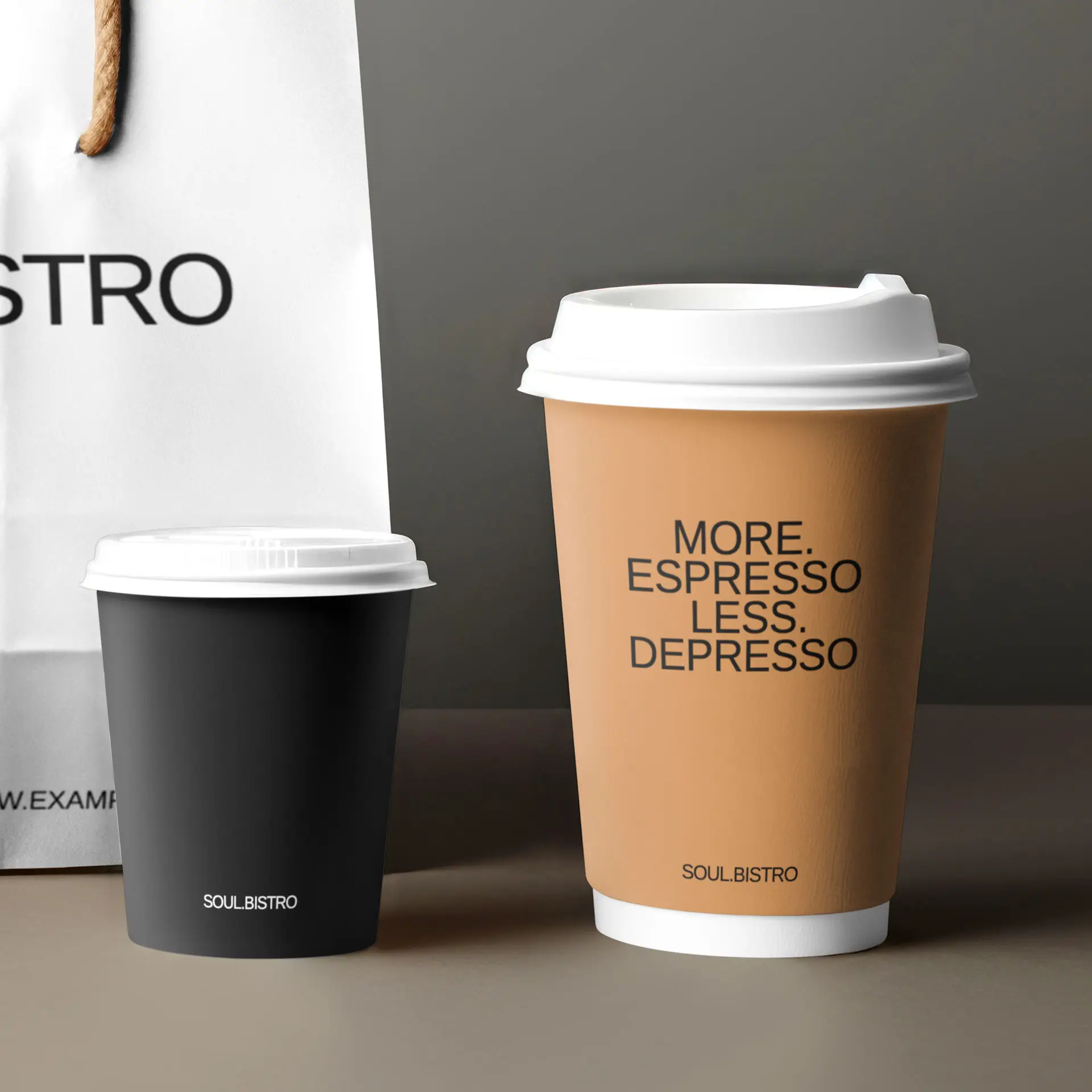 Custom Printed Paper Cups (Double-Walled) 400 ml / 16 oz, double-walled, brown / white, matt, PE coating