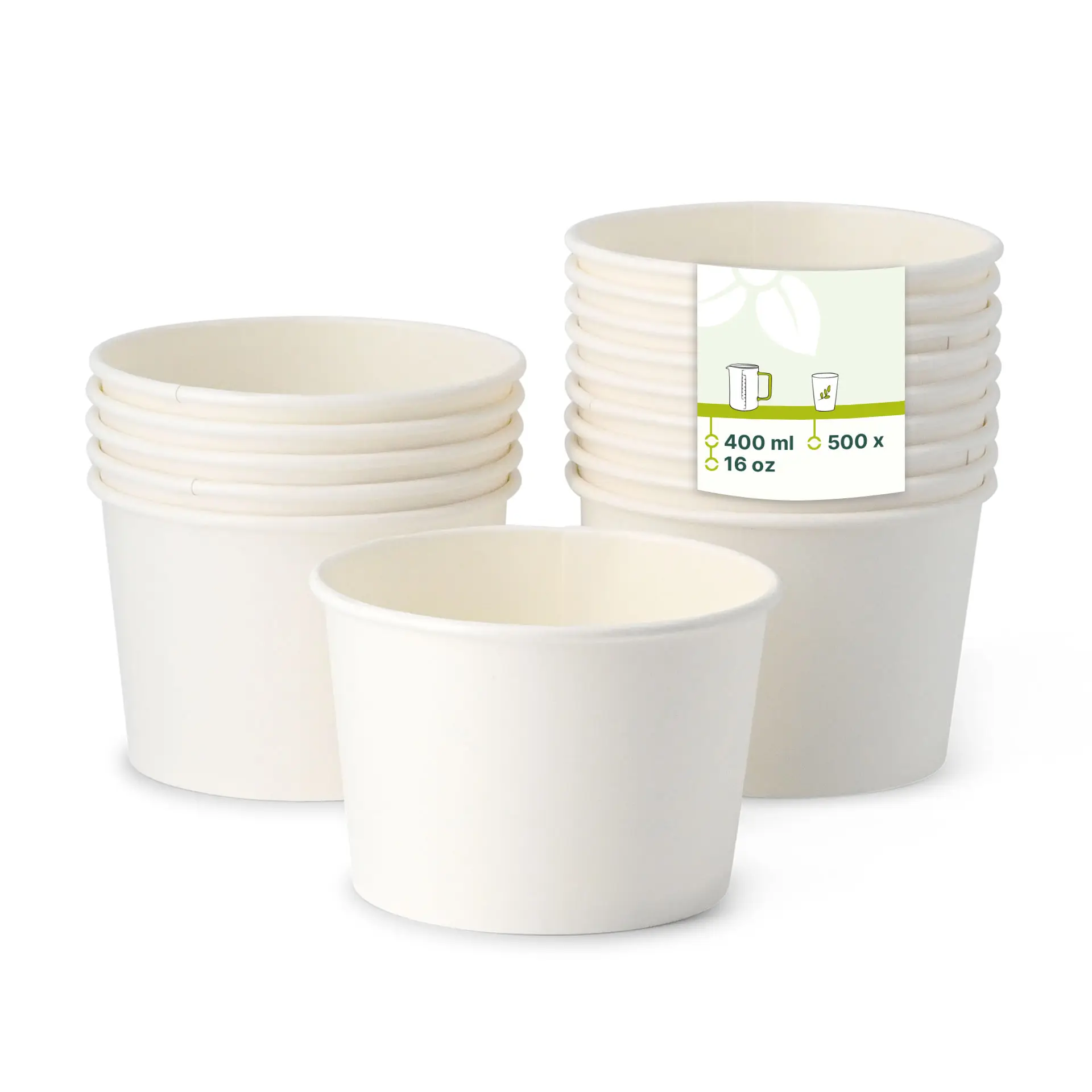 16 oz Paper Soup Container (eco-friendly coating), Ø 115 mm, white