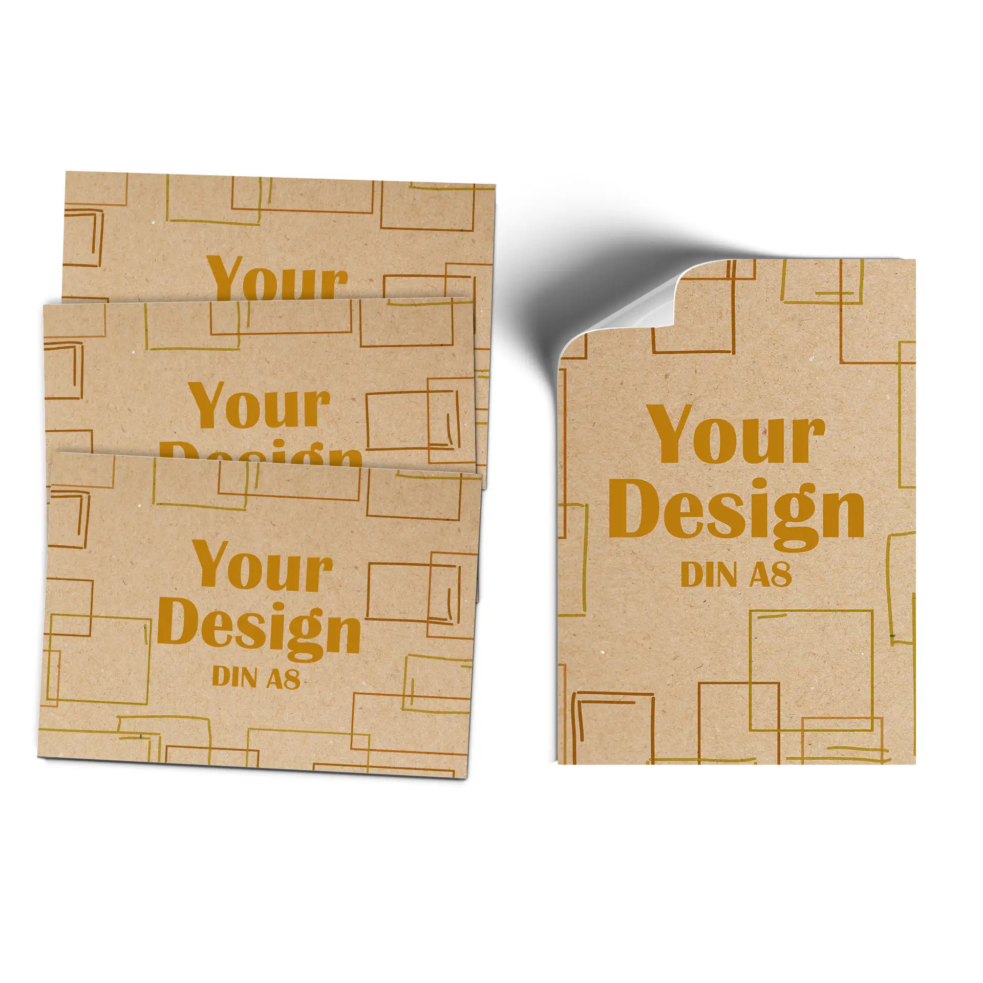 Etikettenrolle bedruckt, 70g Kraftpapier braun matt, rechteckig DIN A7