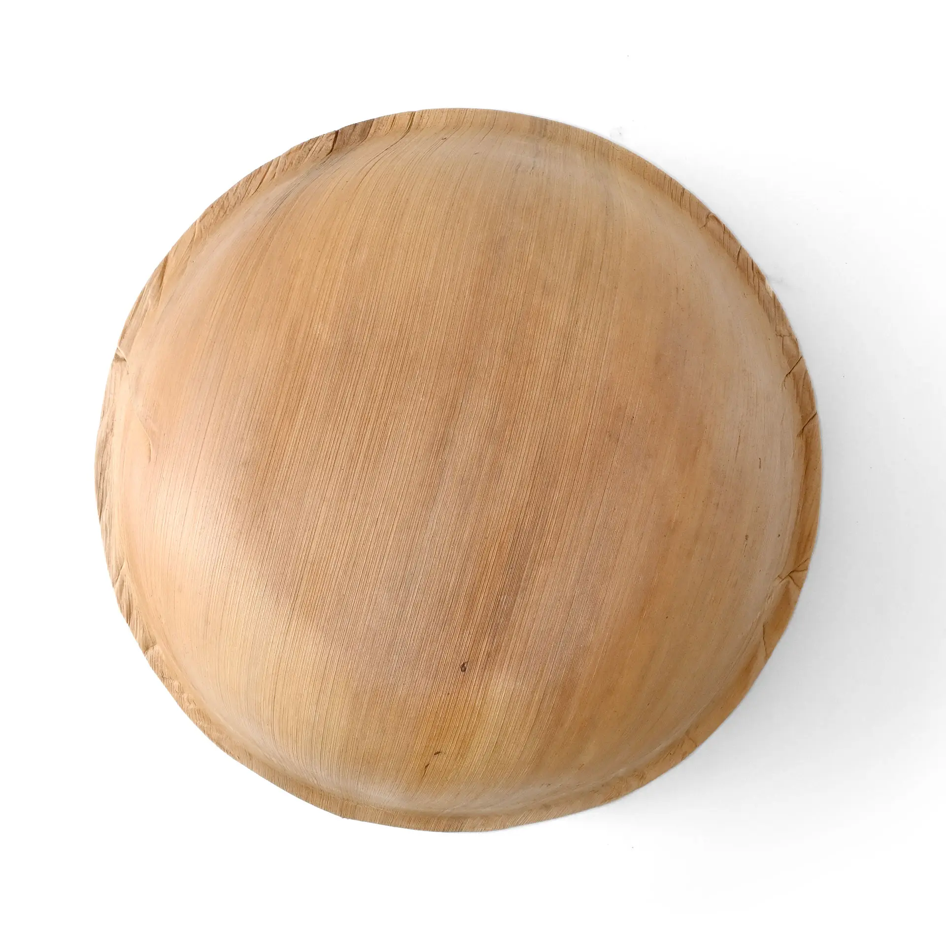 Runde Palmblatt-Schüssel, 30 cm Durchmesser, geeignet für heiße und kalte Speisen, mit natürlichem Finish und einzigartigen Holzmaserungen.
