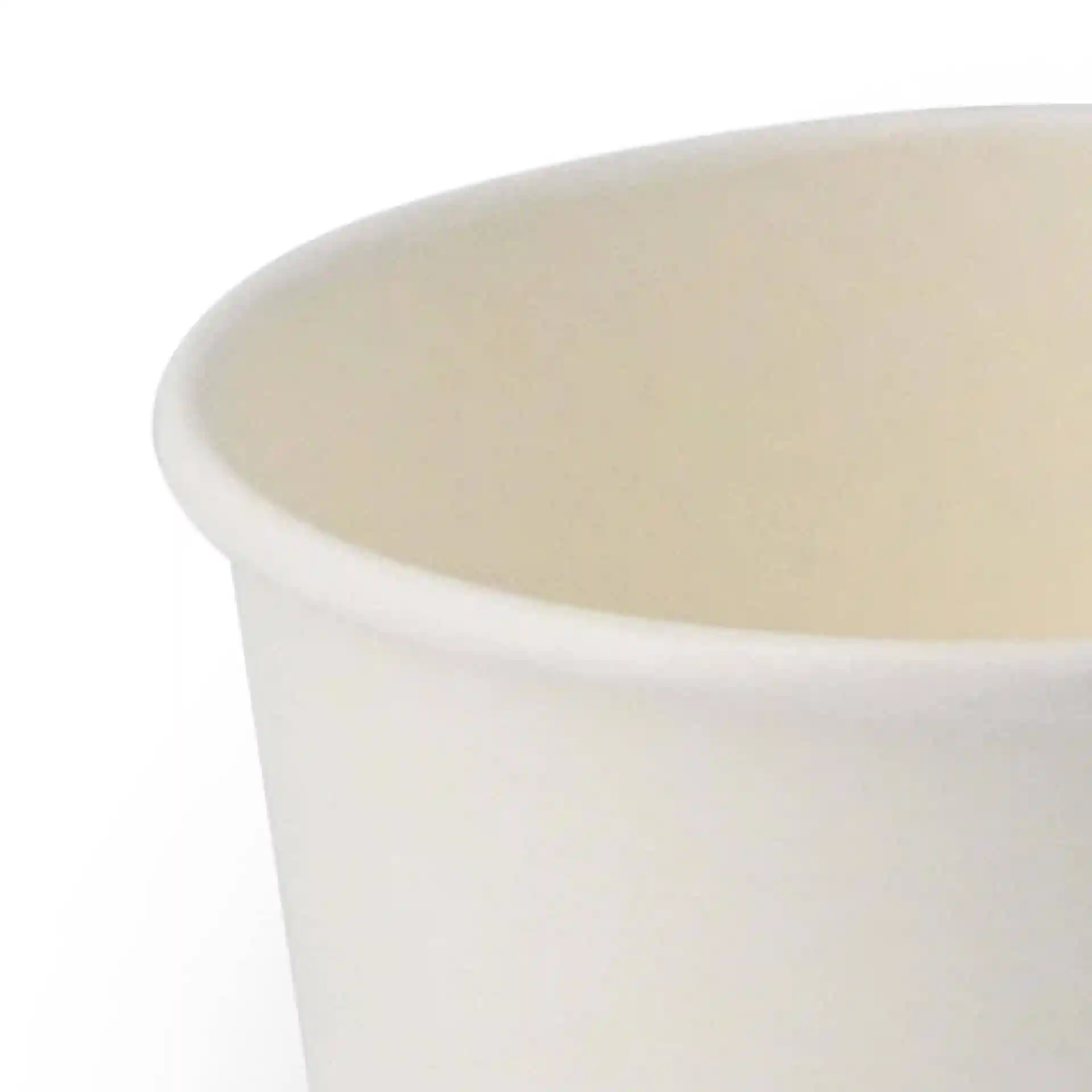 White paper cup with a round shape, 6 oz capacity, and a diameter of 92 mm at the top.