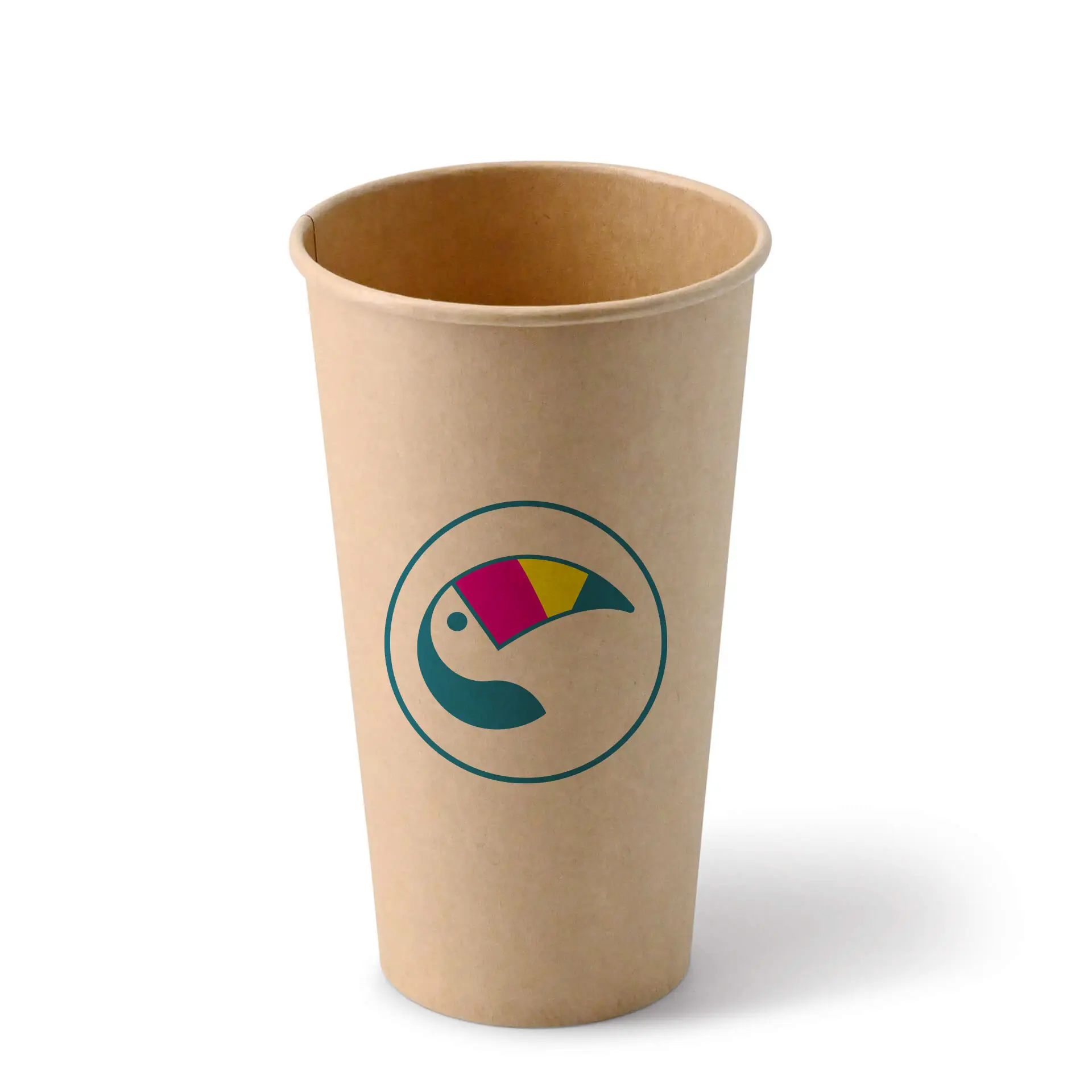 Paper cups with logo (single-wall), 500 ml / 20 oz, brown, PLA coated