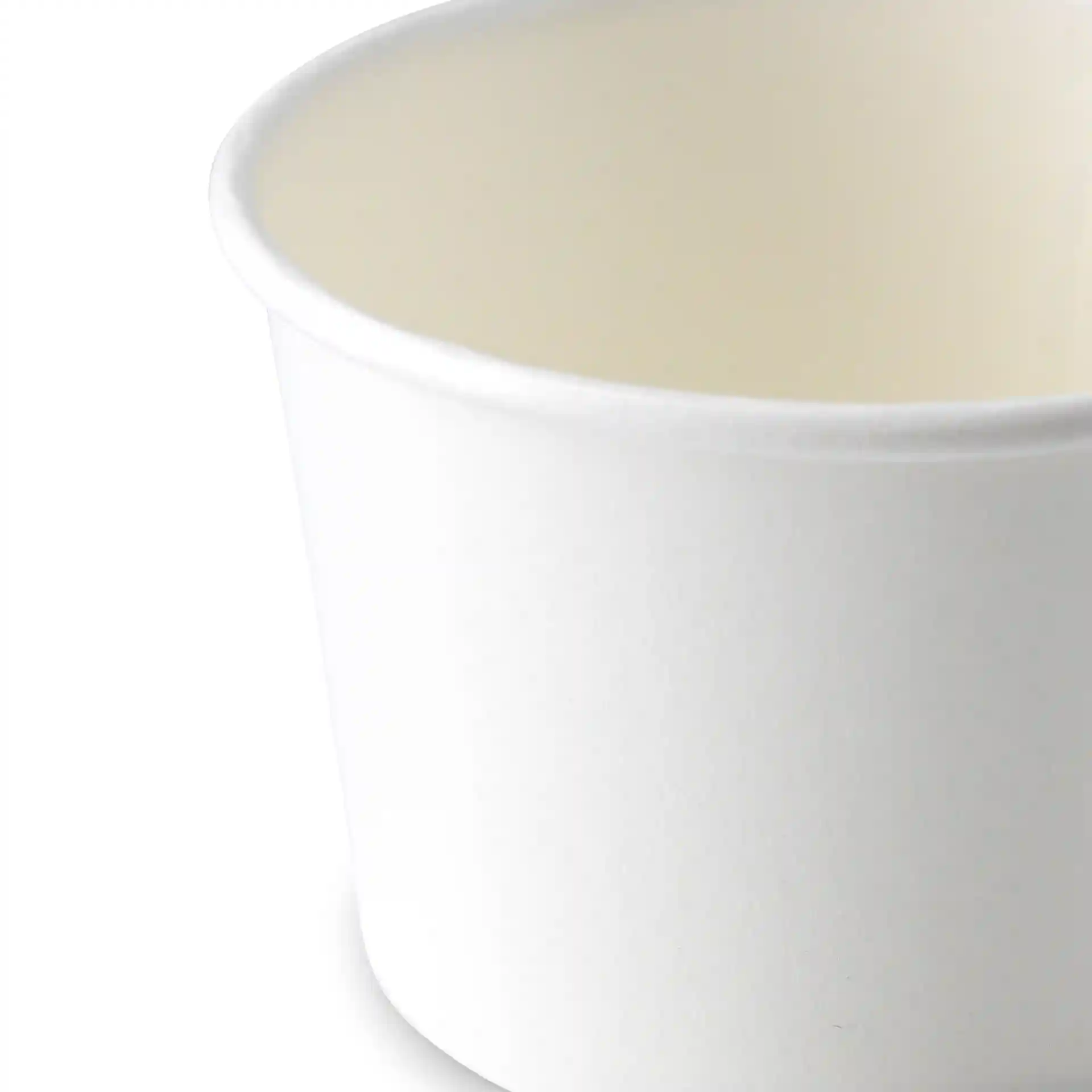 White cardboard ice cream cup with a diameter of 76 mm and a height of 50 mm, shown from an angled perspective.