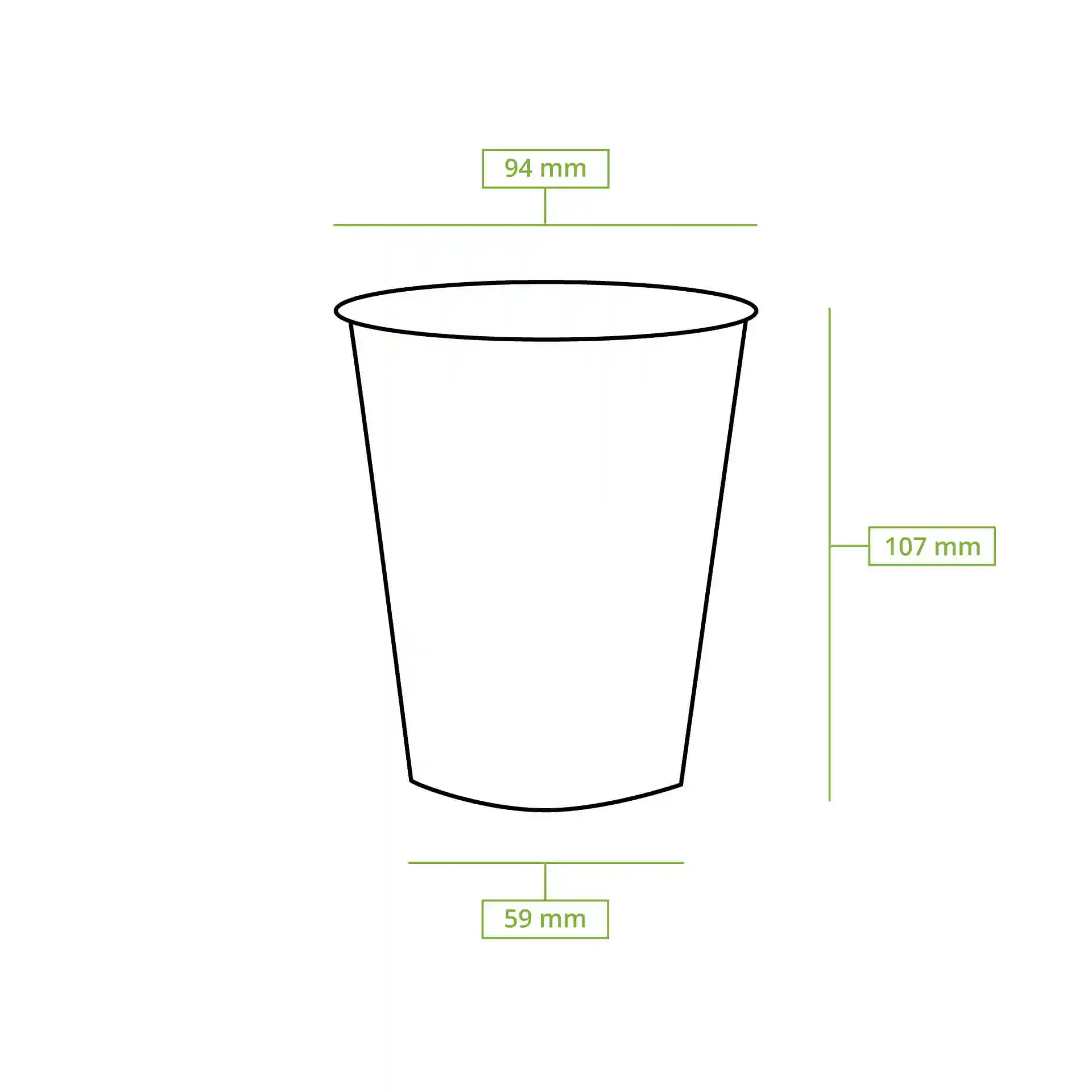 Set of four transparent rPET cups in varying sizes, displayed from smallest to largest.
