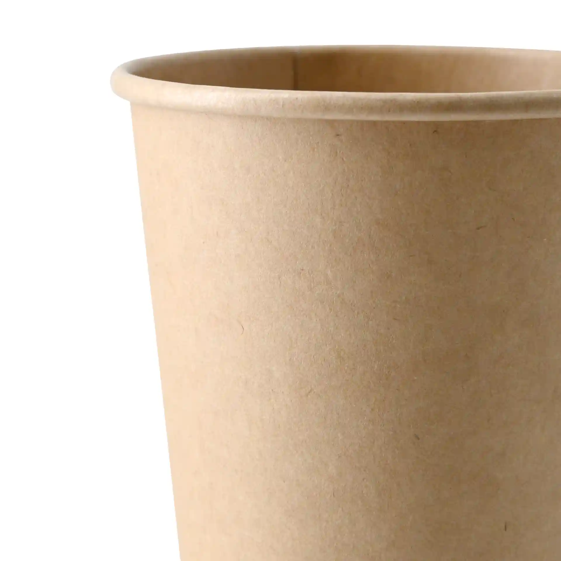Brauner Becher mit einfacher Wand, 400 ml Fassungsvermögen und einem Durchmesser von 90 mm.