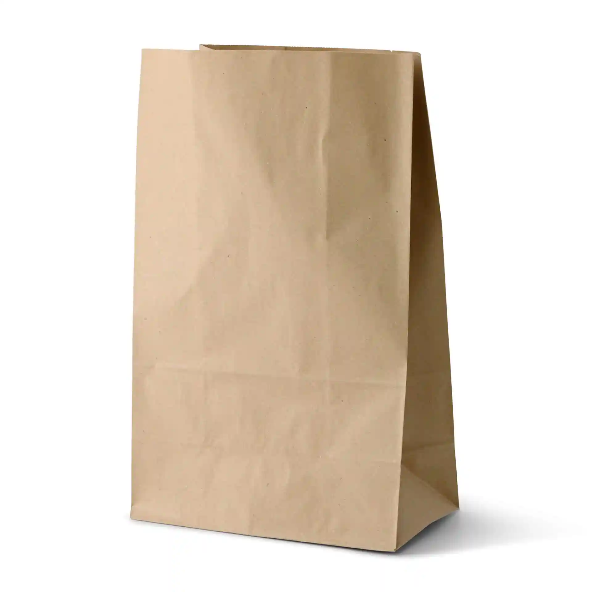 Brown rectangular paper shopping bag, dimensions 22 x 12 x 36 cm, with no coating or viewing window.