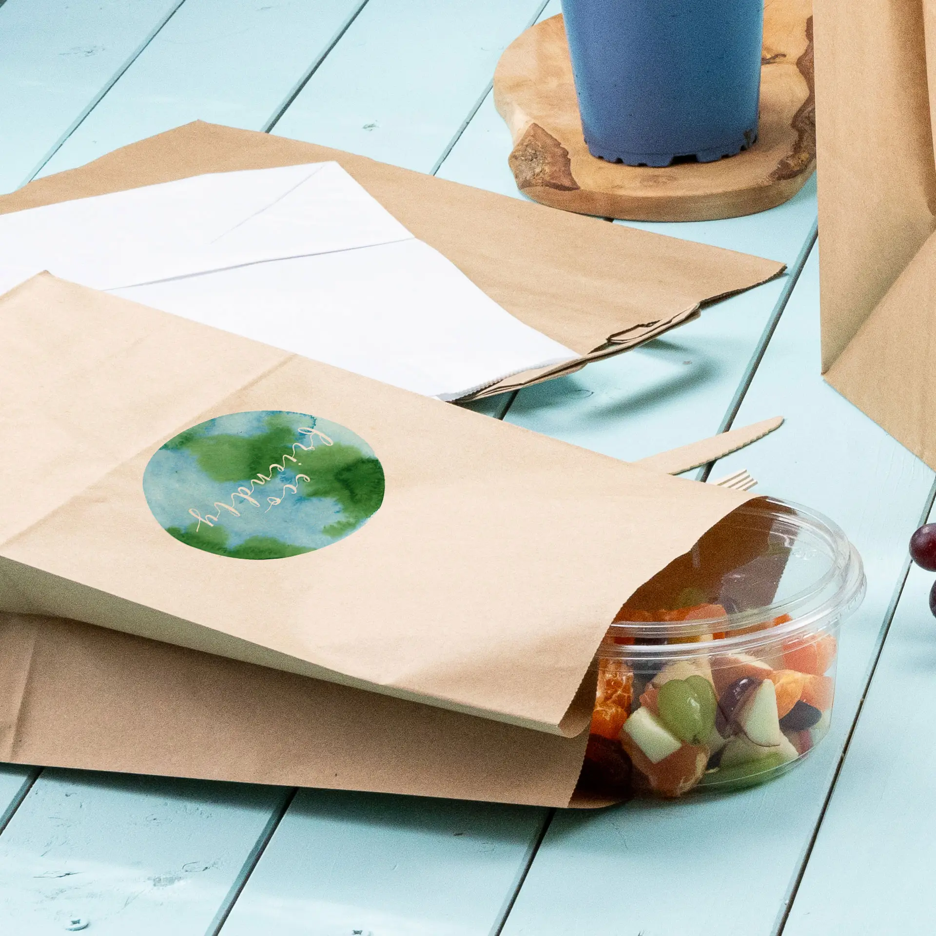 Printed paper bags (without handles), brown, L – 26 x 14 x 40 cm