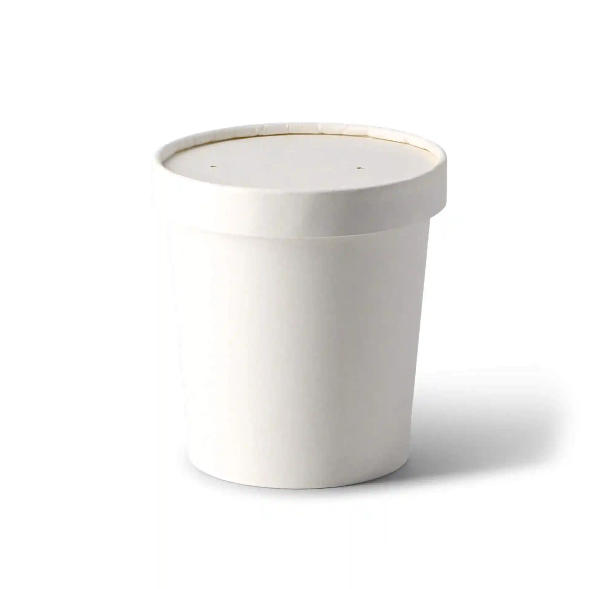 White cardboard container with a lid, 100 mm diameter and 17 mm height.