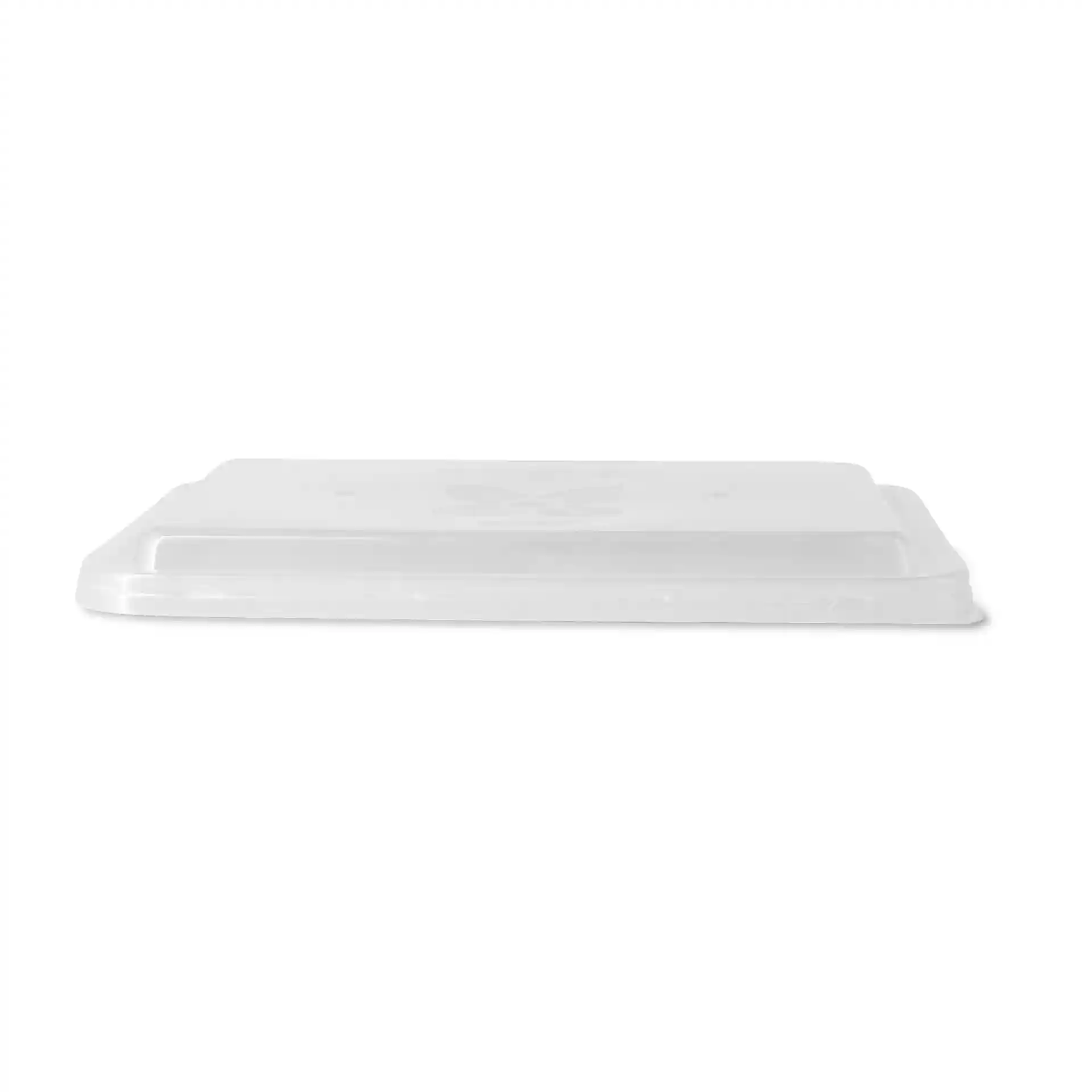 Transparent rectangular lid made of PP, measuring 17 x 12 cm, with a height of 7 mm.