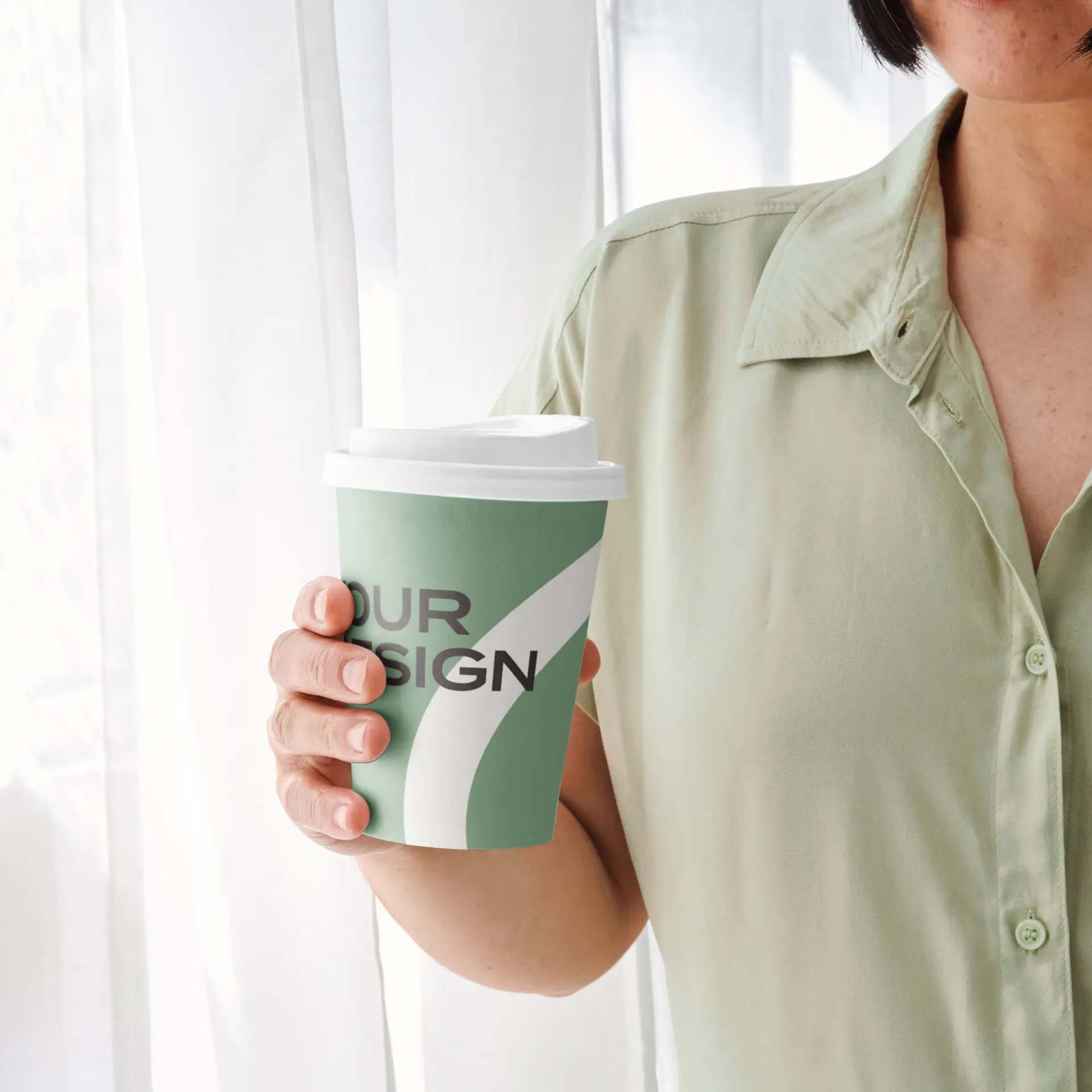 Paper cups with logo (single-wall), 400 ml / 16 oz, white, water-based barrier
