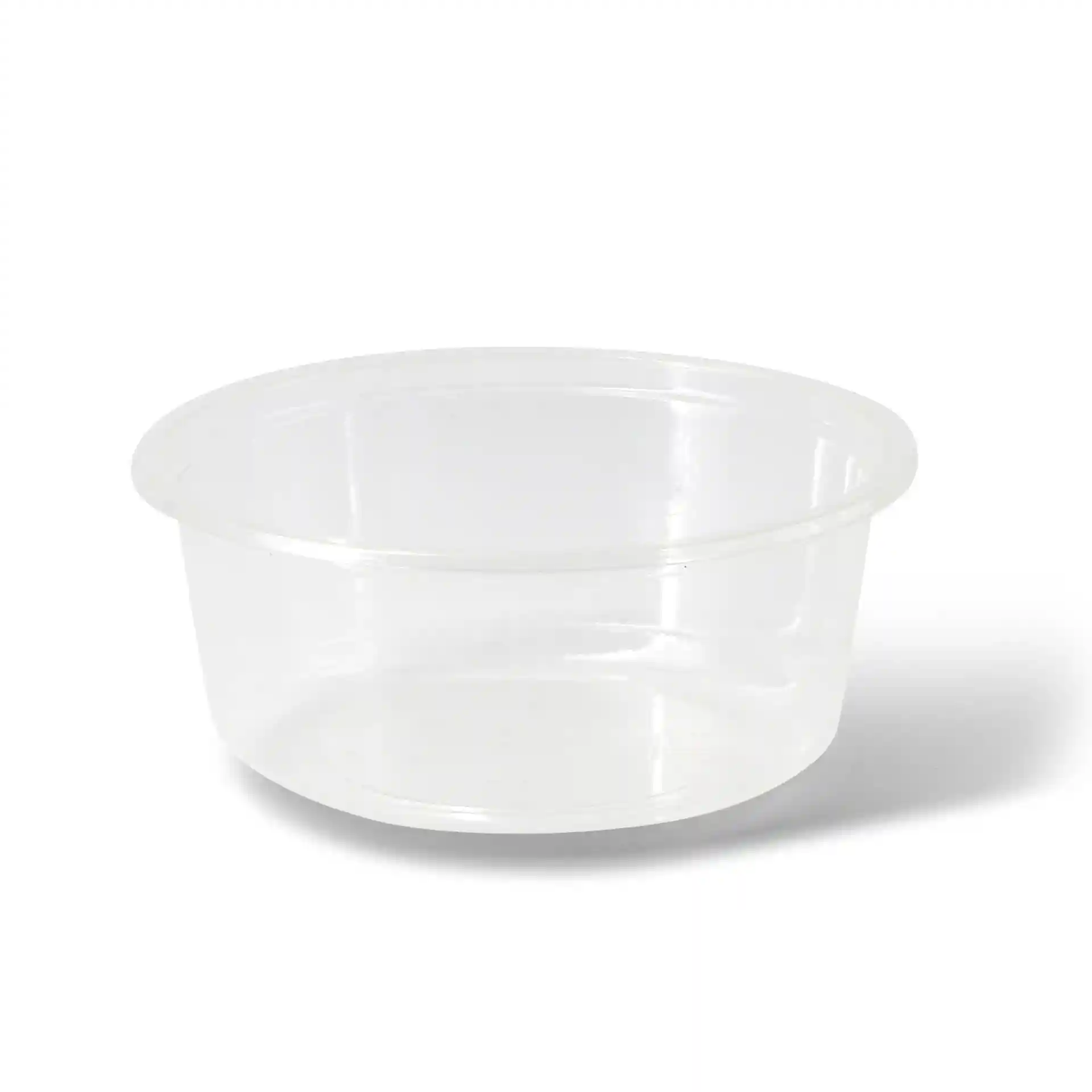 Transparenter runder Deli-Behälter mit einem Durchmesser von 121 mm und einer Höhe von 50 mm.