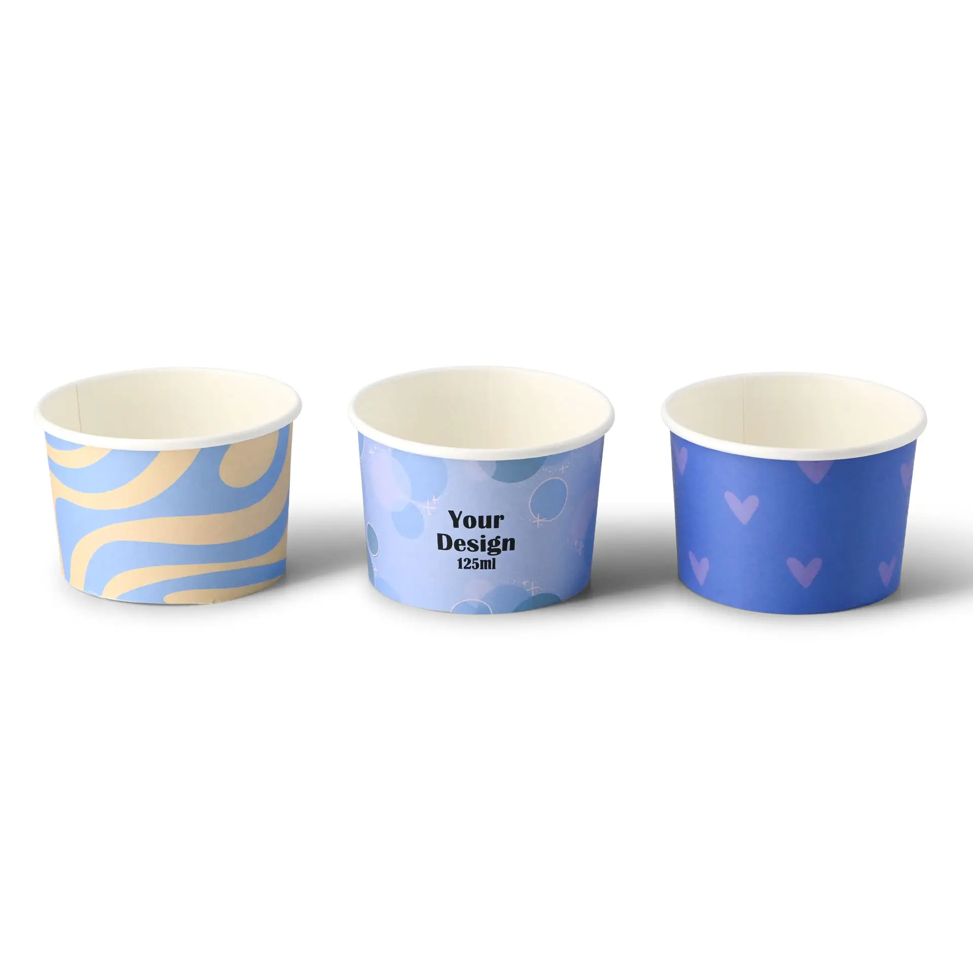 Custom printed ice cream cup, 125 ml / 5 oz, white, PE-coated