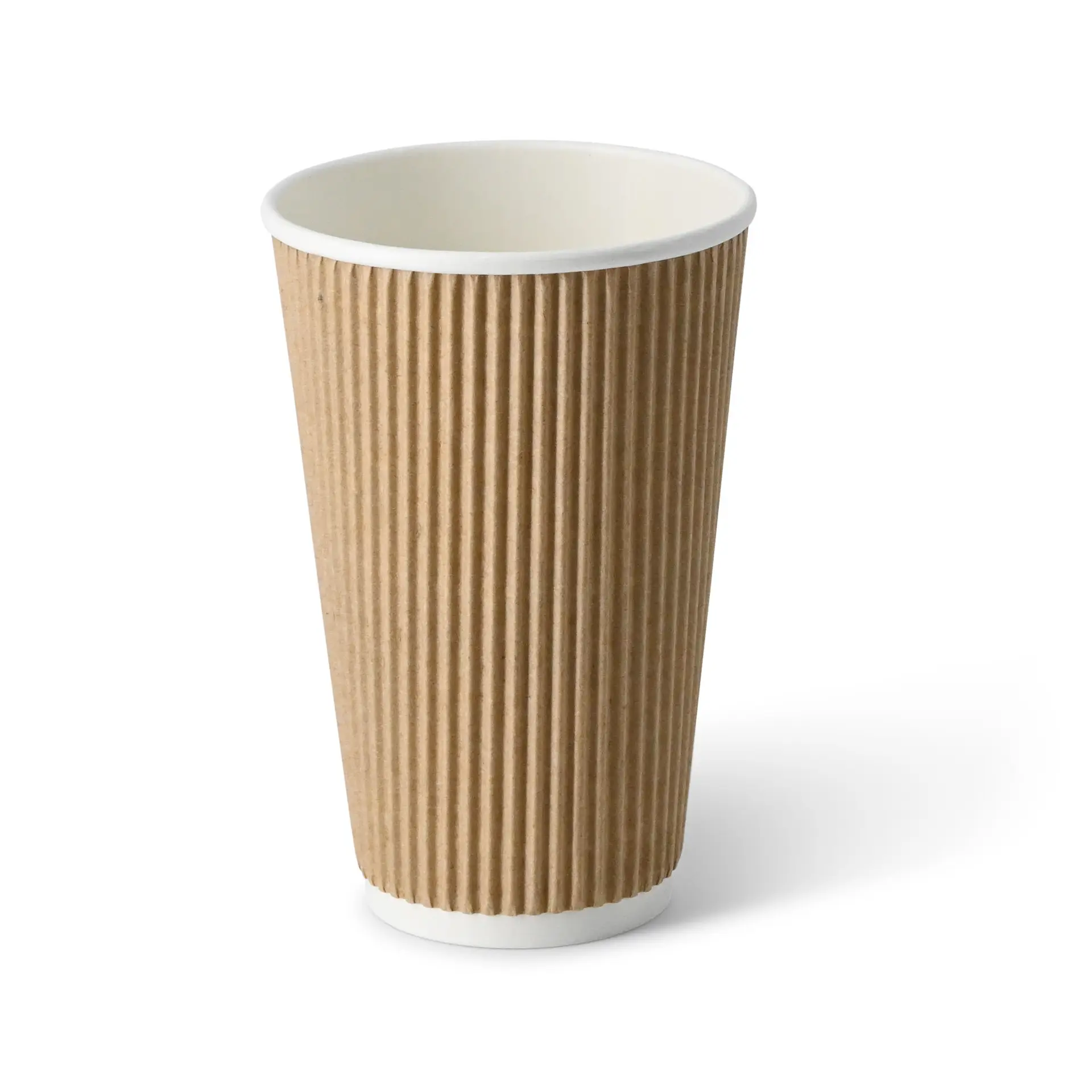 16 oz Take away coffee cups (coated) / Ripple cups, Ø 80 mm, brown, inner white con10027-01-0-riffelbecher-beschichtet-coffee-to-go-becher-400-ml-16-oz-90-mm-braun-innen-weiss-1
