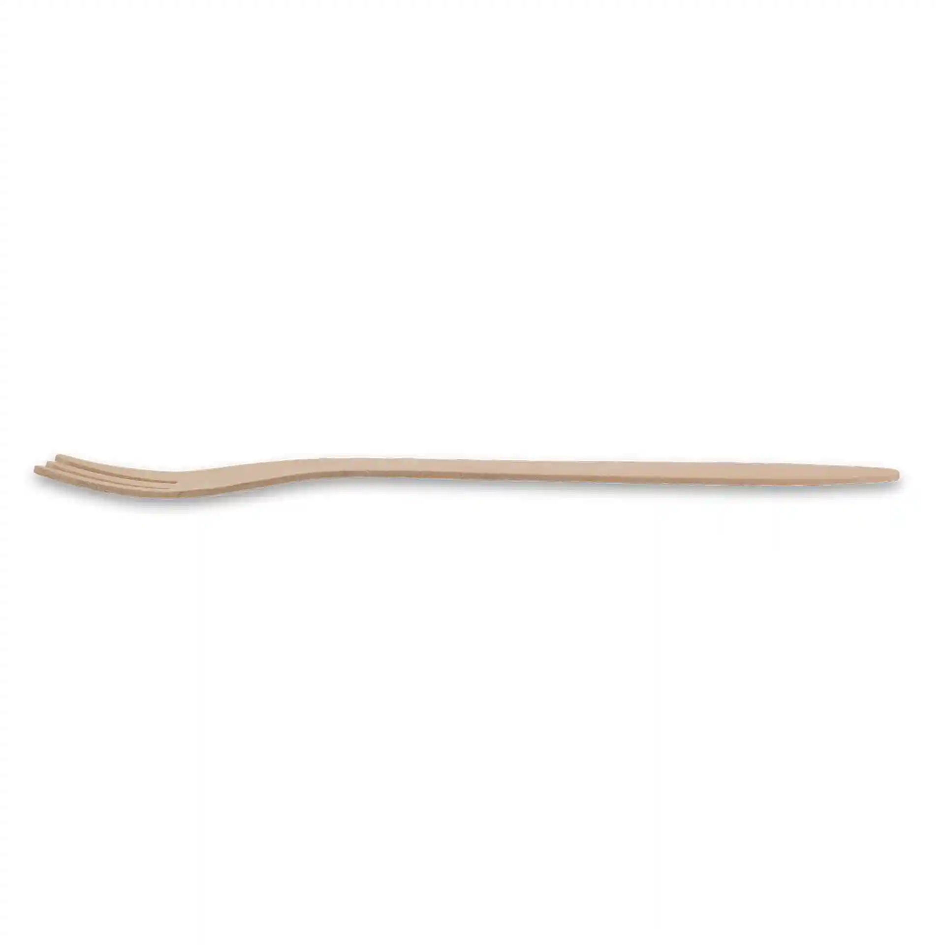 Wooden fork, 18 cm long, brown color, made of wood with a bio-coated finish.
