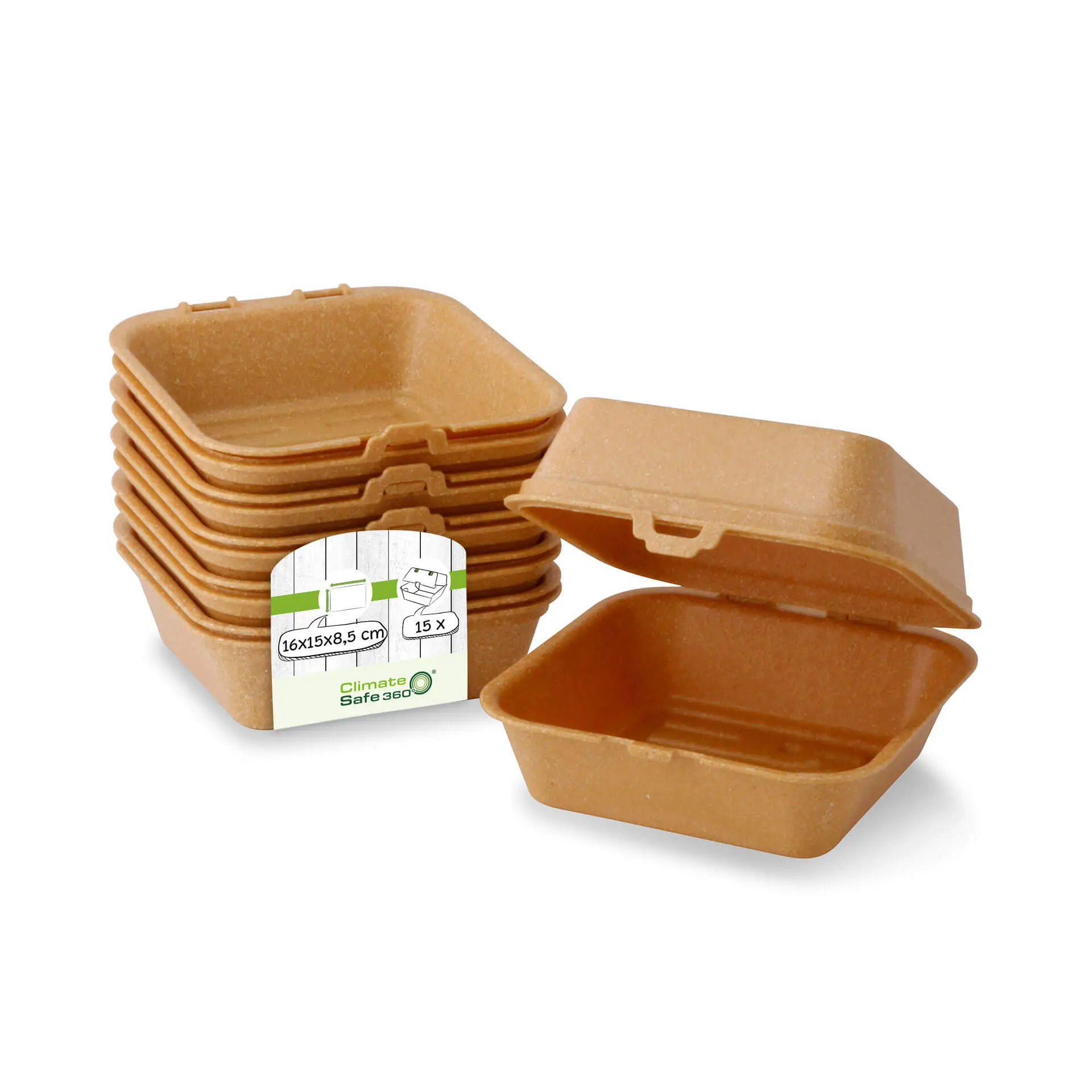 Reusable burger boxes "merways Box" 16 x 15 x 8.5 cm, caramel / brown Reusable burger boxes "merways Box" 16 x 15 x 8.5 cm, caramel / brown