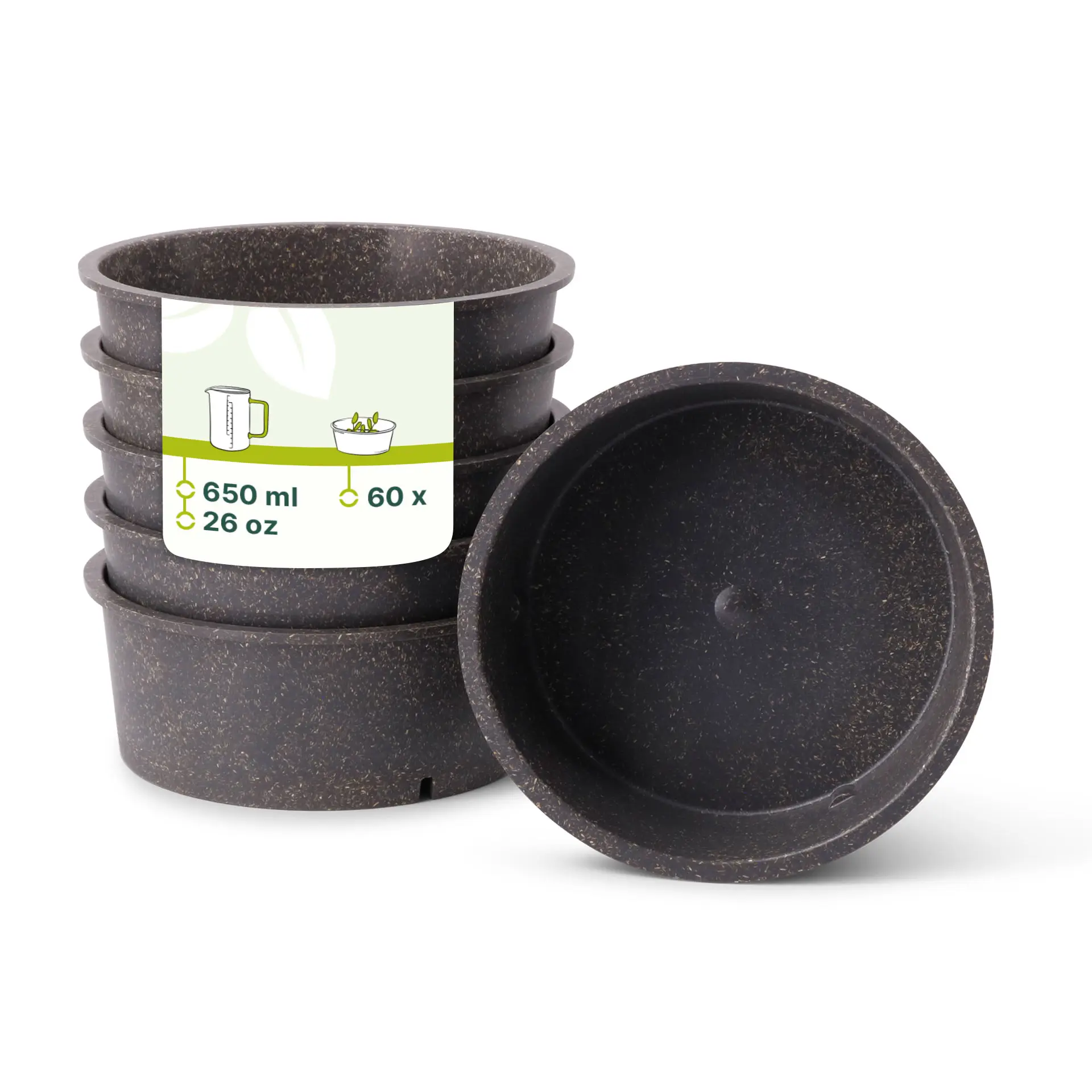 Mehrweg-Schalen "merways Bowl" 650 ml, Ø 150 mm, Pfeffer / grau Mehrweg-Schalen "merways Bowl" 650 ml, Ø 150 mm, Pfeffer / grau