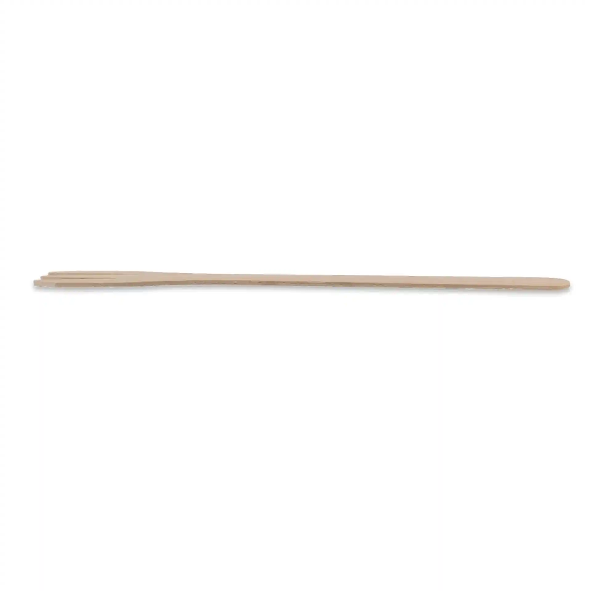 Wooden chip fork with three prongs, measuring 17.5 cm in length, on a plain background.