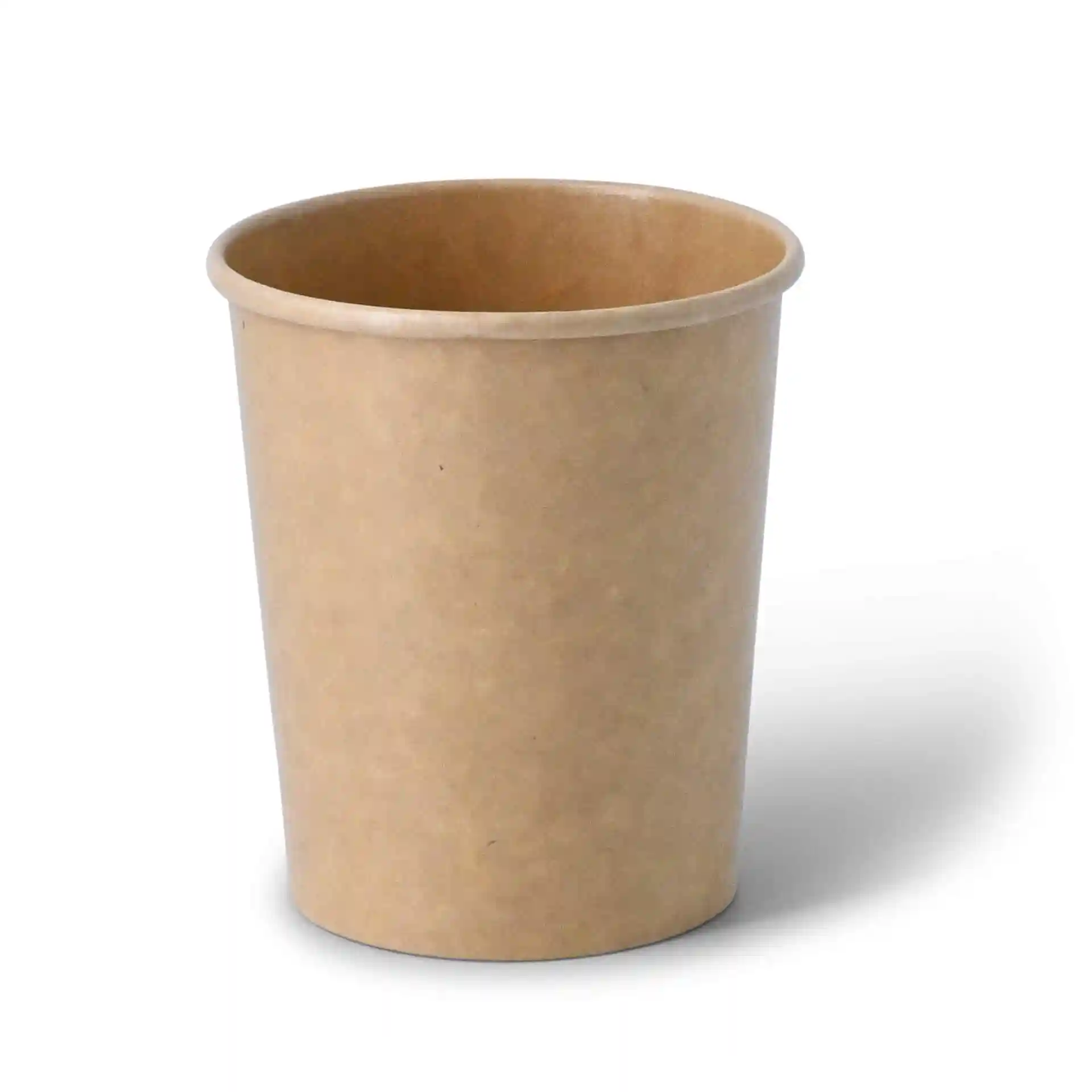 Brauner Pappbecher für Eis, 16 oz Fassungsvermögen, runde Form, 105 mm Höhe, 92 mm Durchmesser, ohne Beschichtung.