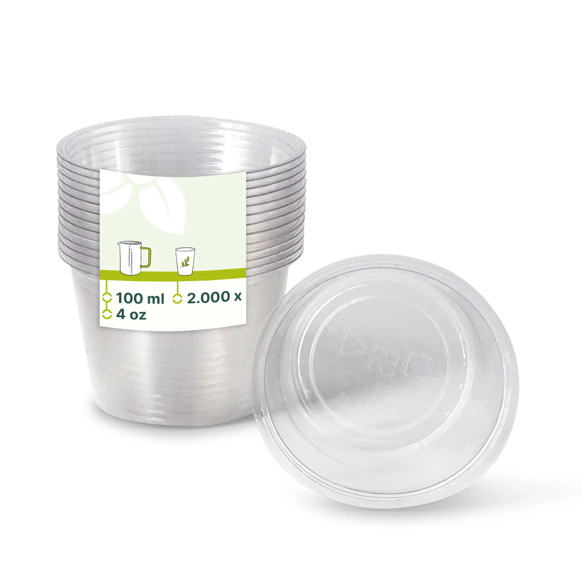Portionsbecher aus PLA 100 ml, Ø 70 mm, klar, rund